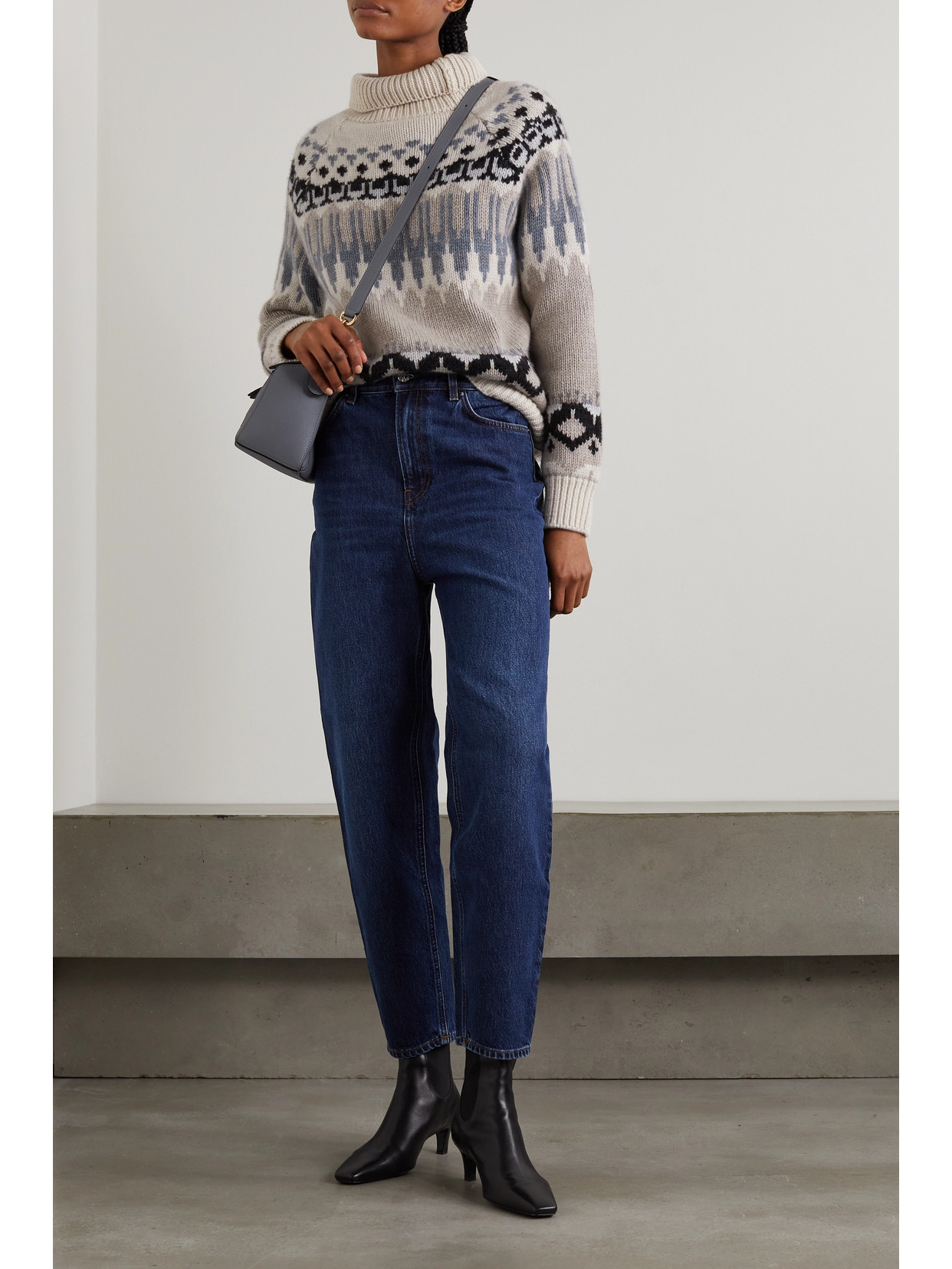 Shop Purdey Fair Isle Ribbed Cashmere Turtleneck Sweater In Multi