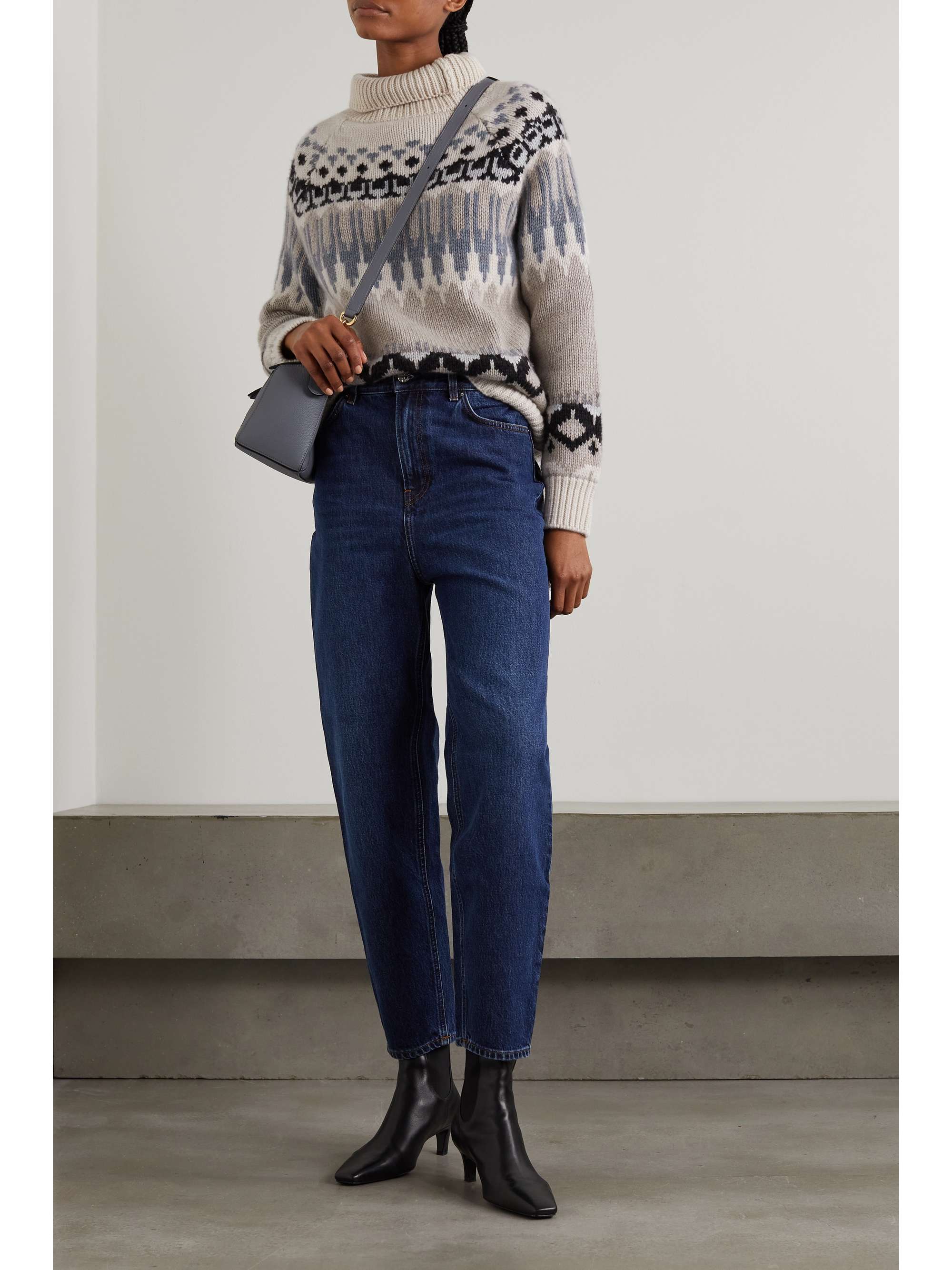 PURDEY Fair Isle ribbed cashmere turtleneck sweater