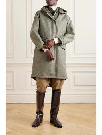 Purdey Ridge convertible hooded herringbone wool and padded shell coat