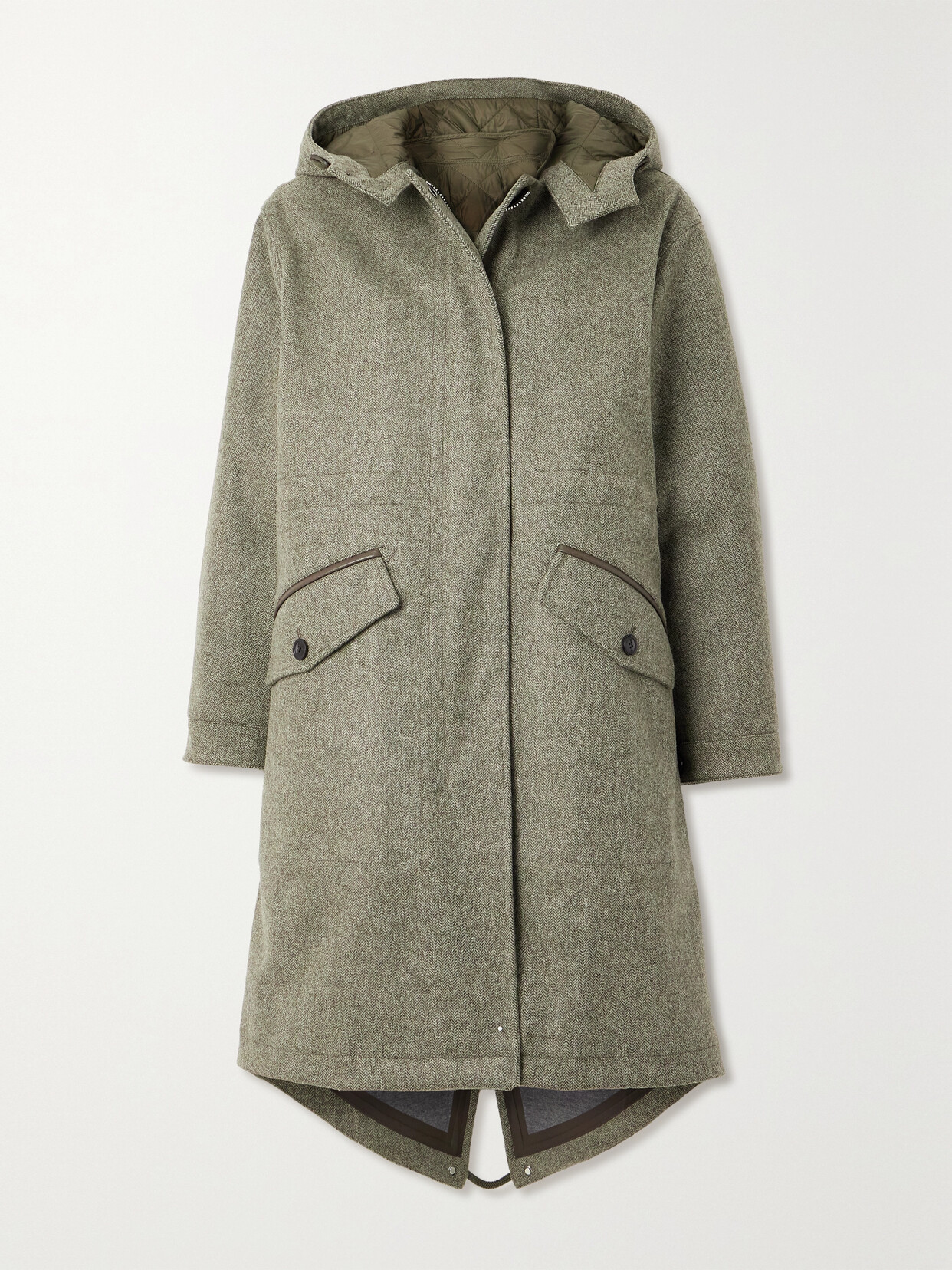 Purdey - Ridge Convertible Hooded Herringbone Wool And Padded Shell Coat - Brown