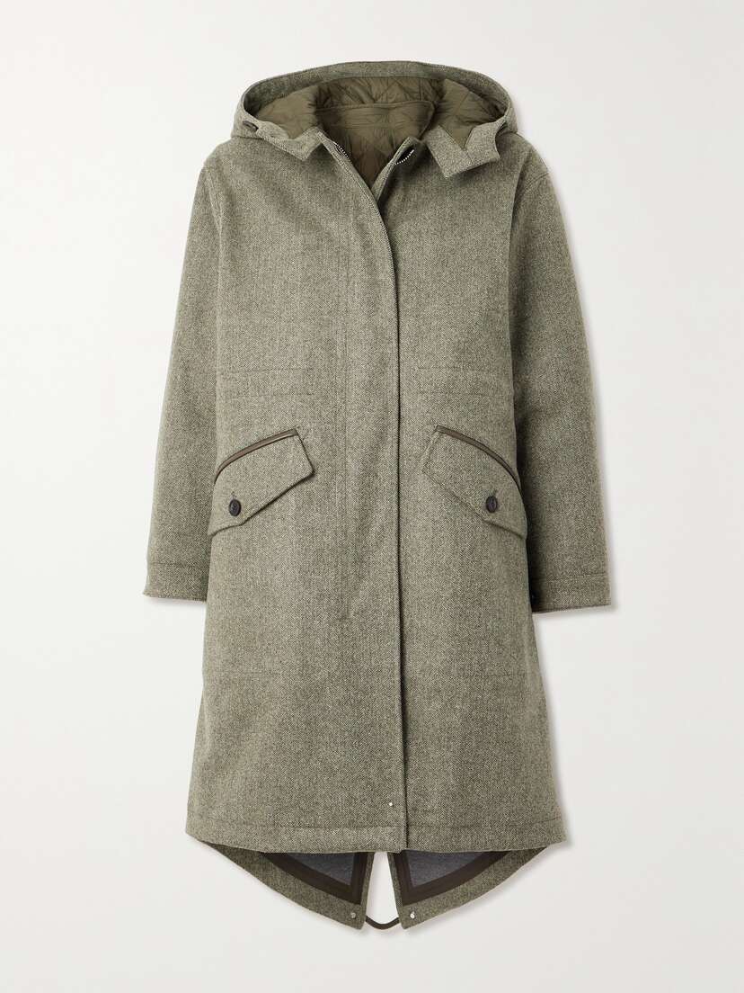 Purdey Ridge Convertible Hooded Herringbone Wool And Padded Shell Coat