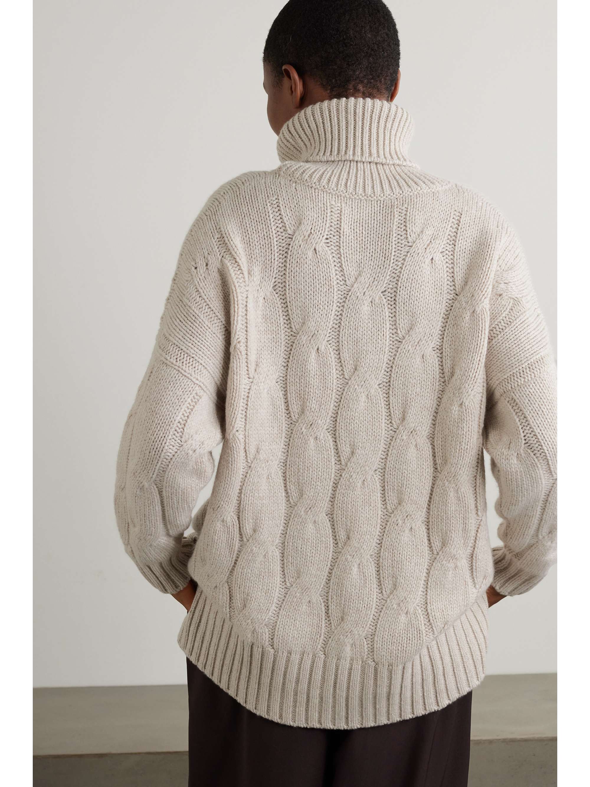 PURDEY Oversized cable-knit cashmere turtleneck sweater