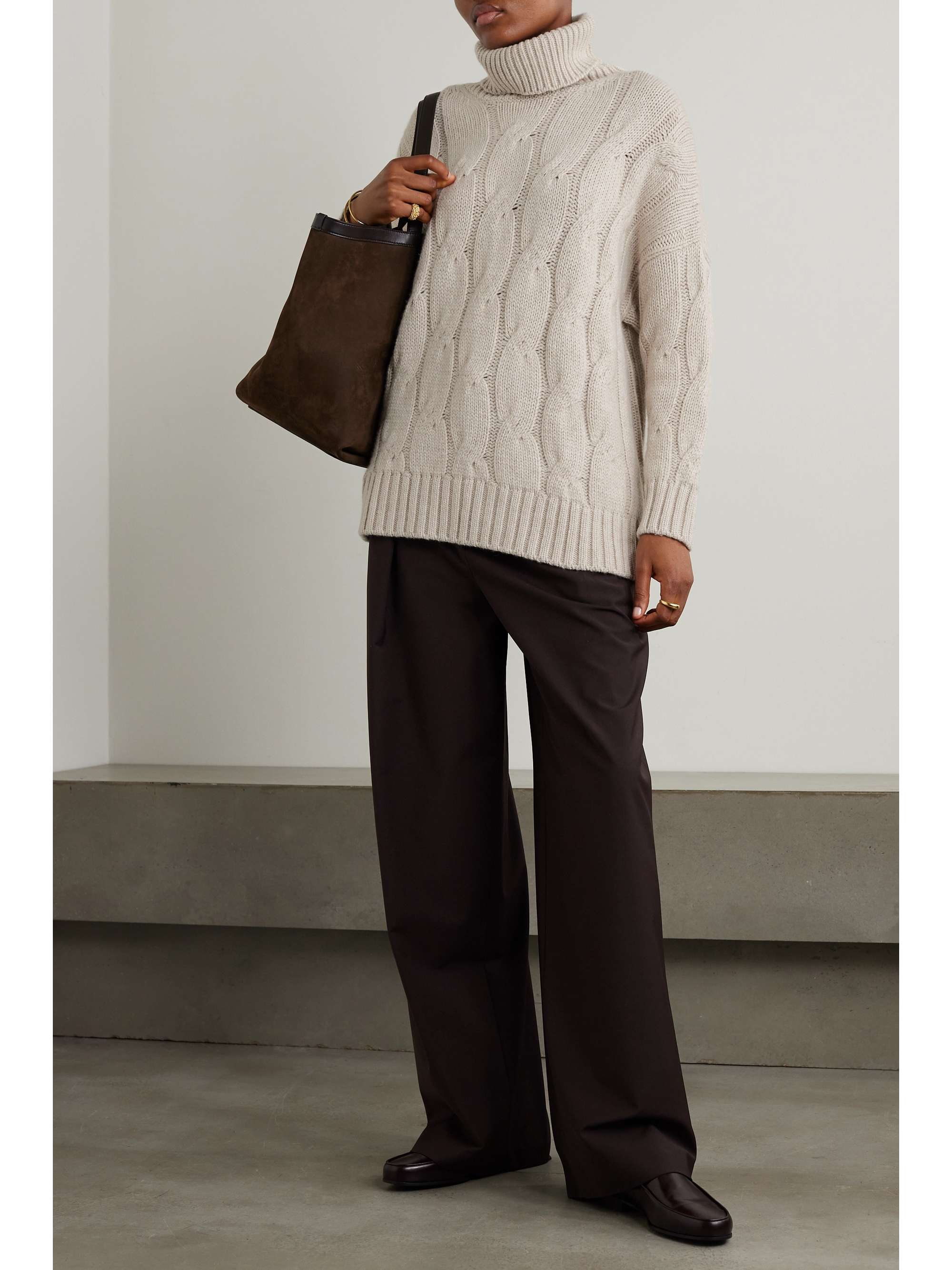 PURDEY Oversized cable-knit cashmere turtleneck sweater