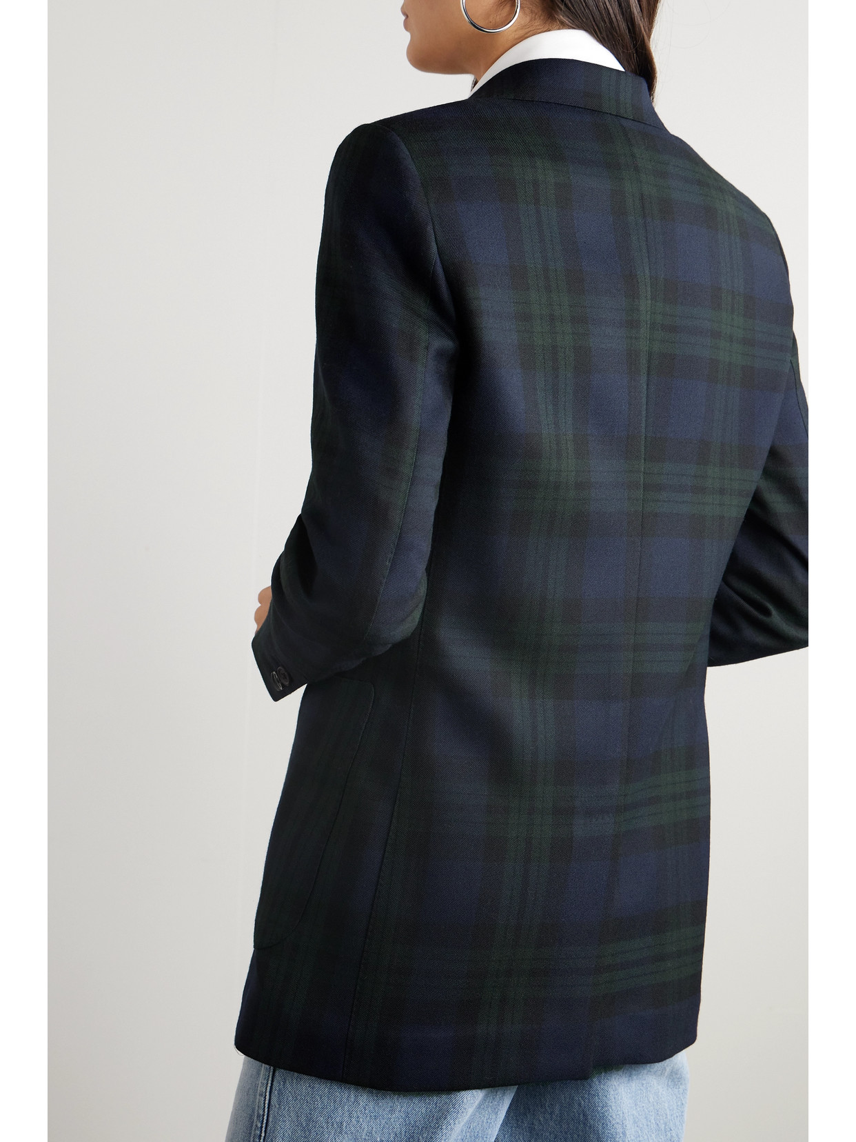 Purdey Double-breasted Checked Wool Blazer In Green