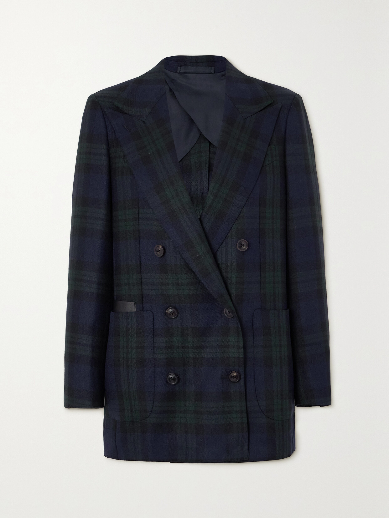 Purdey Double-breasted Checked Wool Blazer In Green