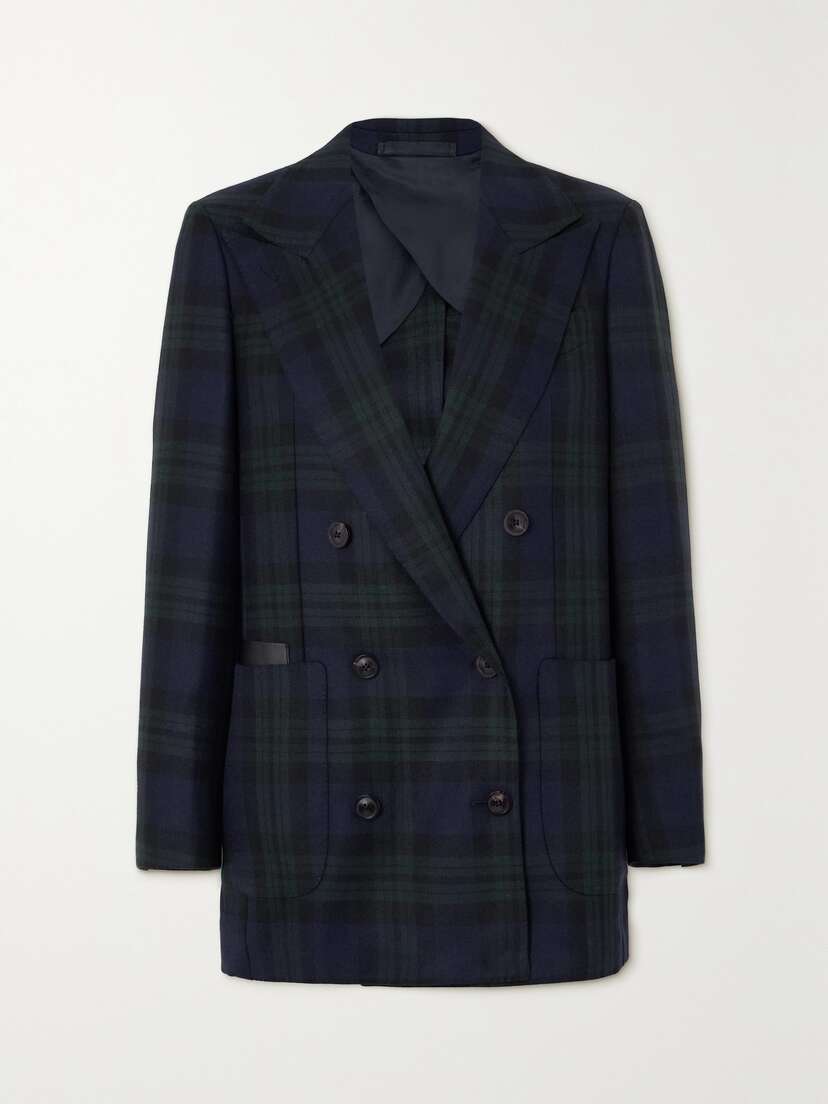 Purdey Double-breasted Checked Wool Blazer