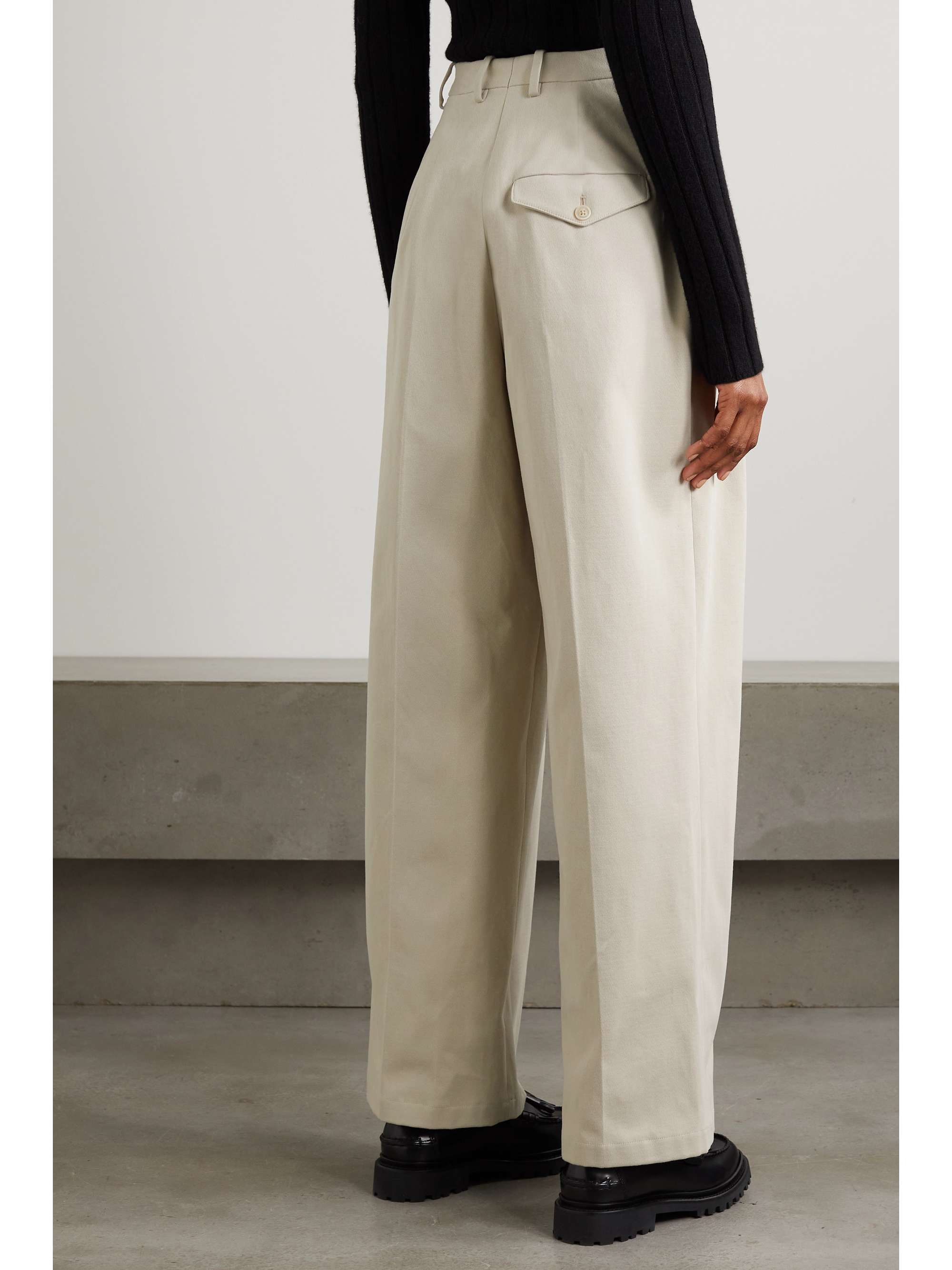 PURDEY Pleated cotton-twill wide-leg pants