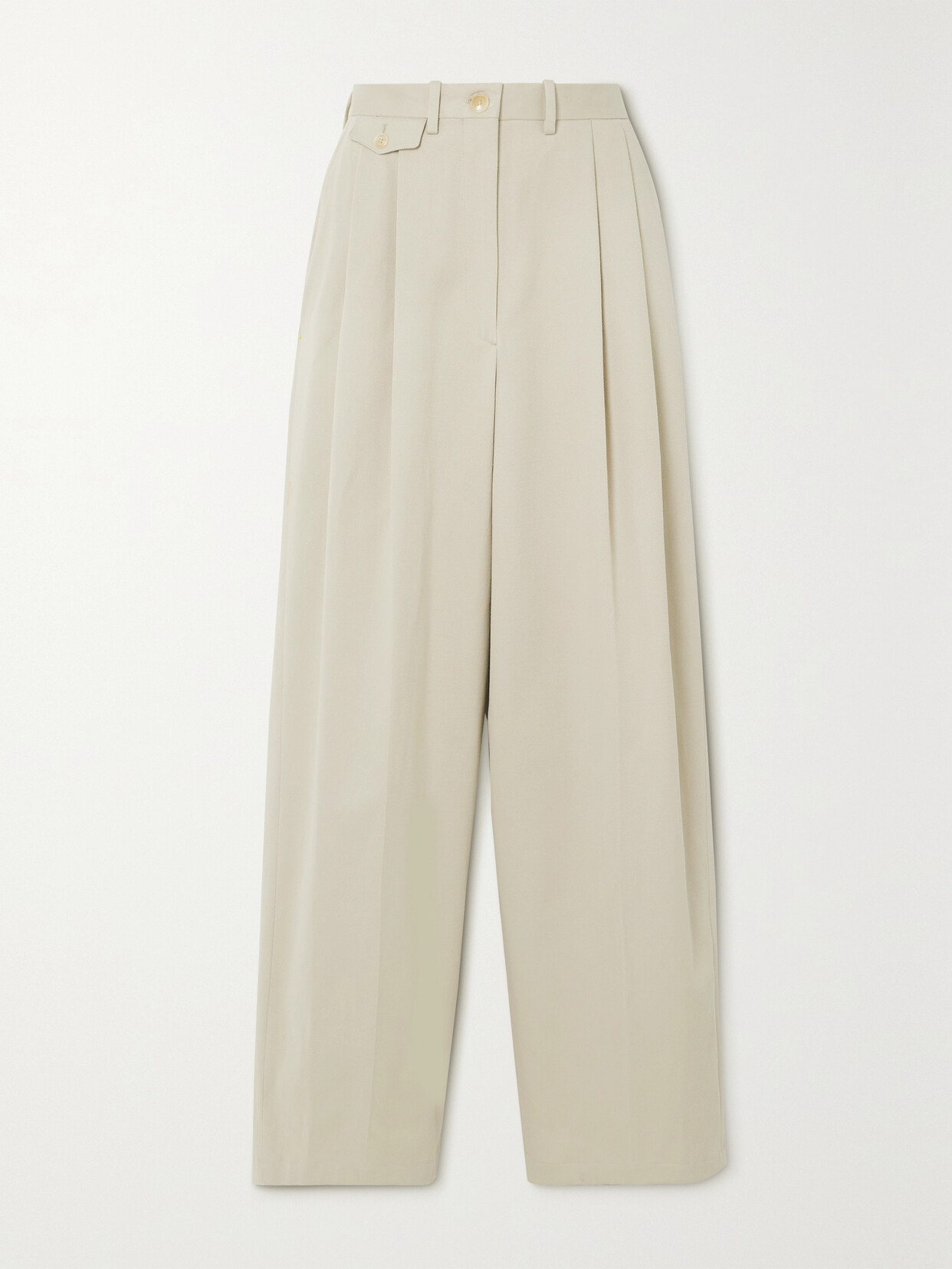 Purdey Pleated Cotton-twill Wide-leg Pants In Gray