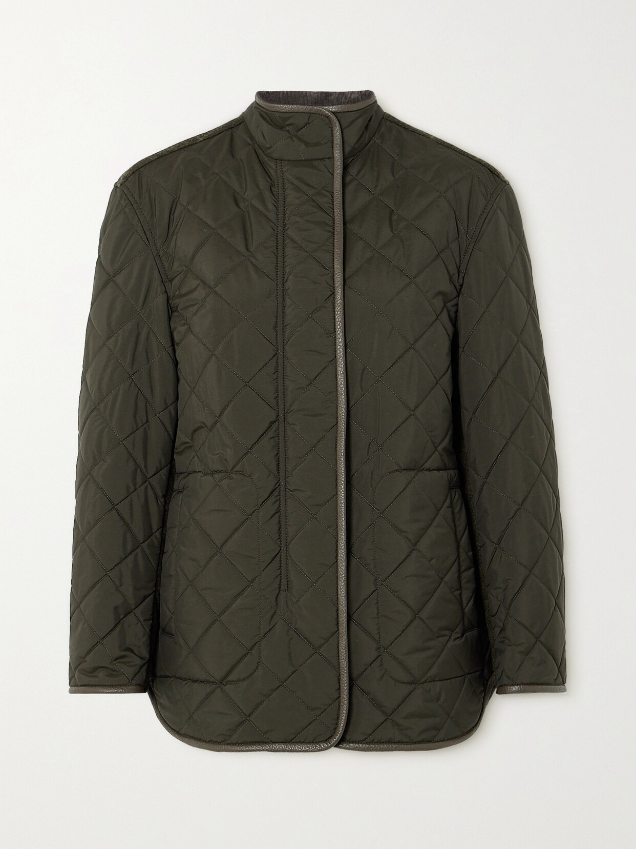 Purdey Estate Leather-trimmed Quilted Padded Shell And Wool Jacket In Green