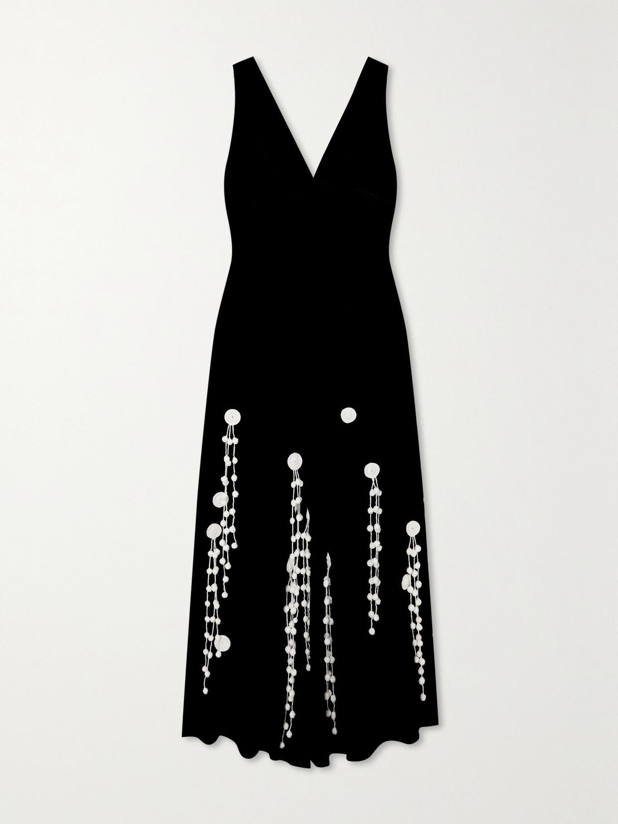 Proenza Schouler - Appliquéd Poplin-trimmed Velvet Maxi Dress - Black