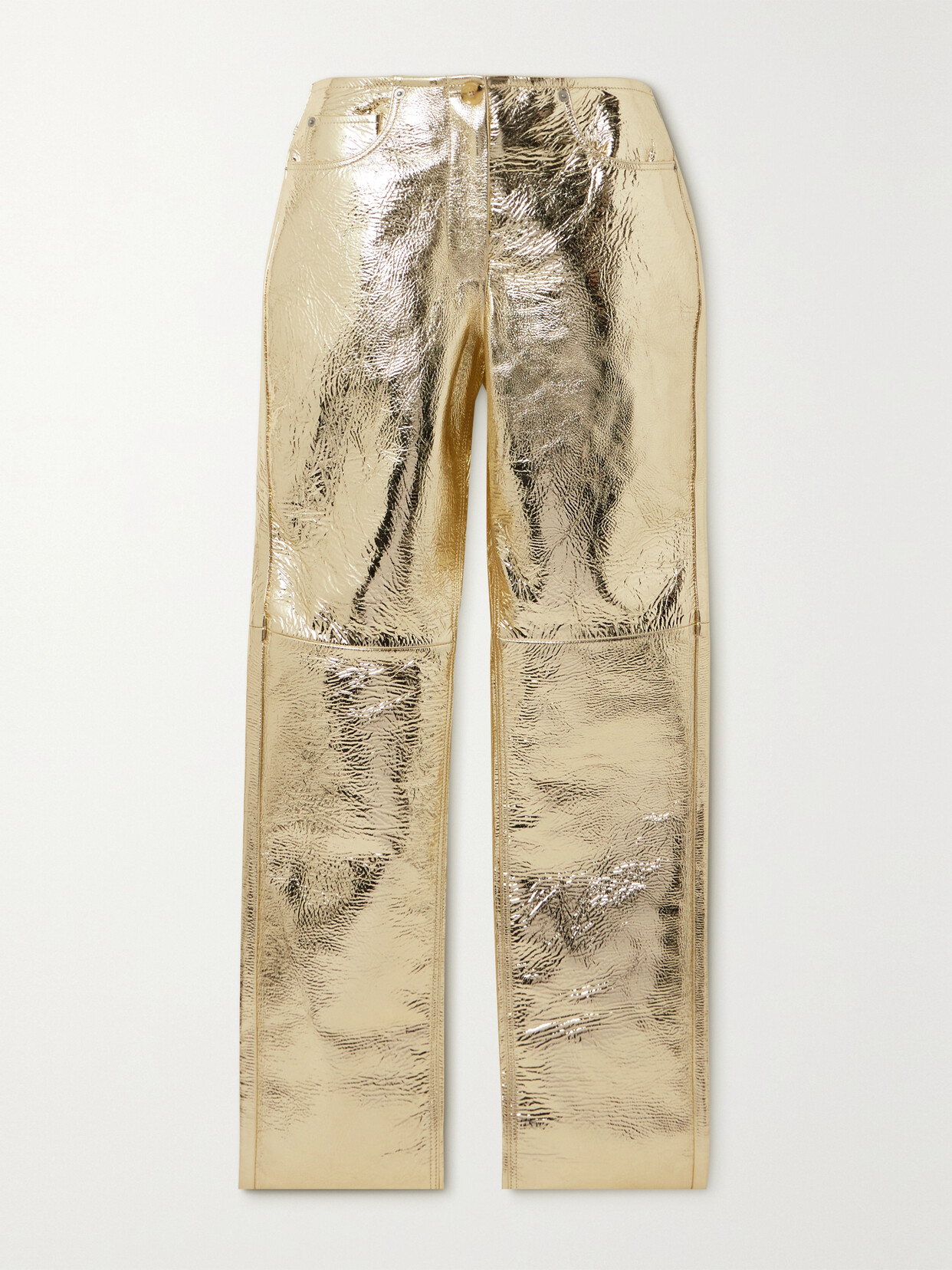 Shop Proenza Schouler Metallic Leather Straight-leg Pants In Gold
