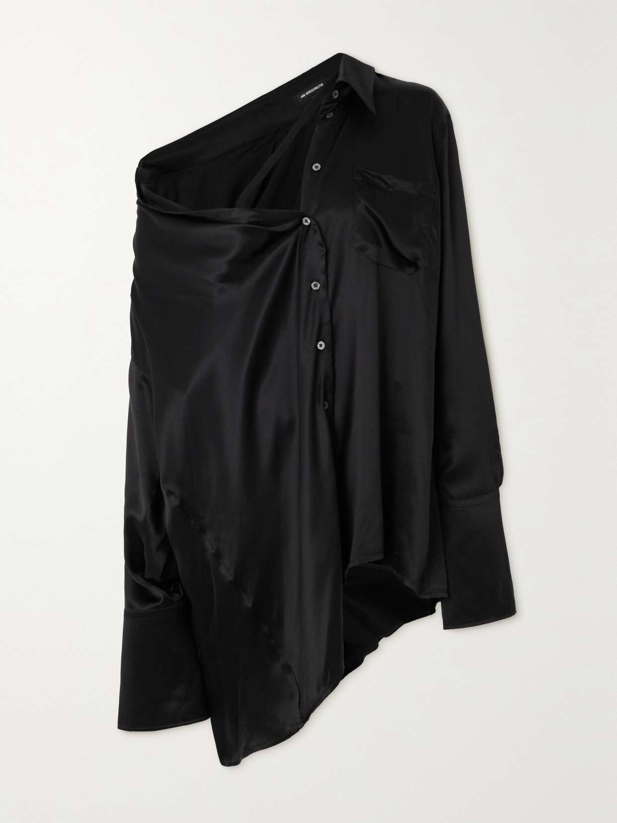 Shop Ann Demeulemeester Jotie Asymmetric Silk-satin Shirt In Black