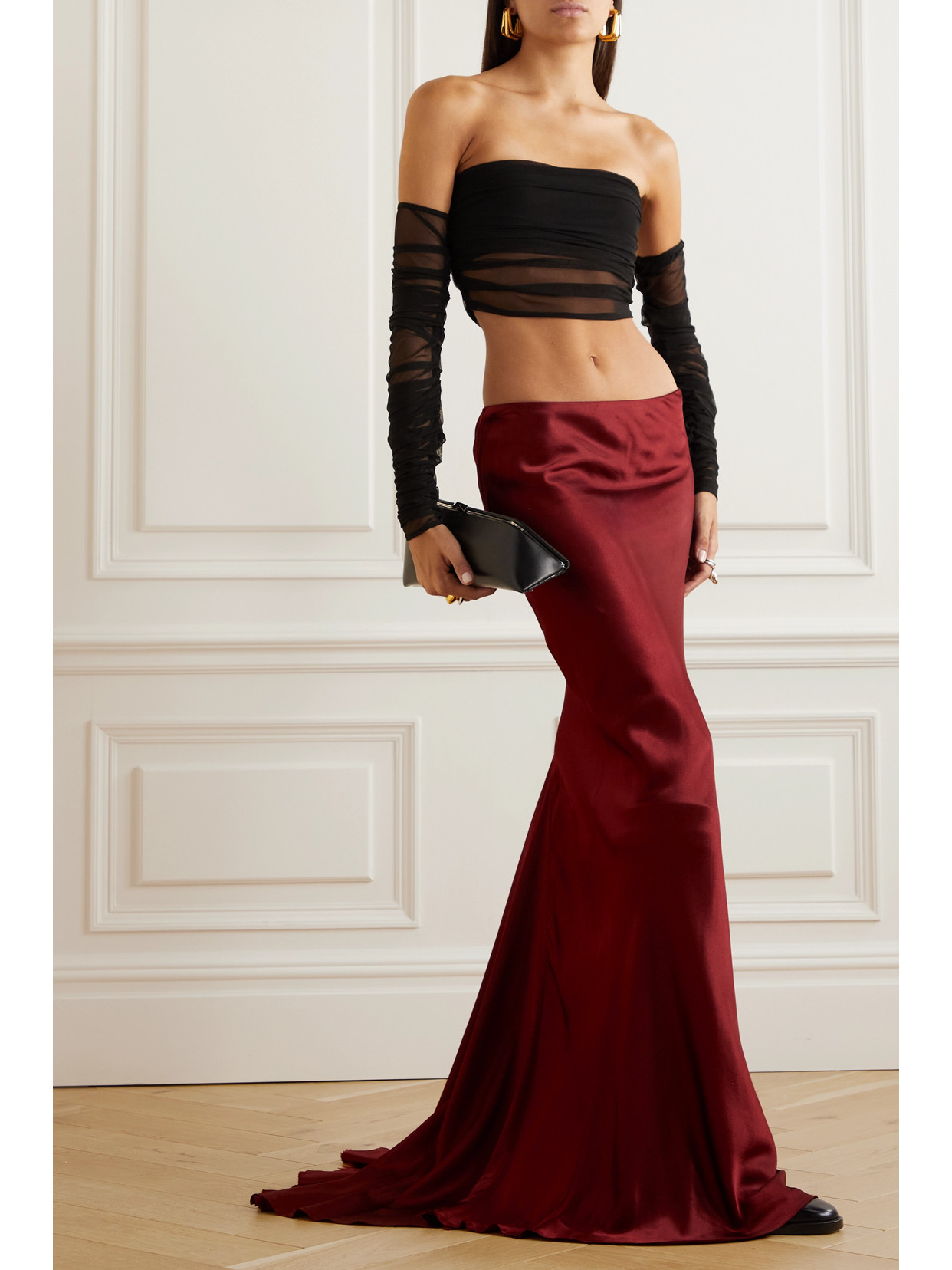 Shop Ann Demeulemeester Madeleen Satin Maxi Skirt In Red