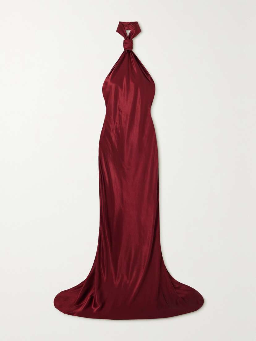 Ann Demeulemeester Ingeborg Open-back Satin Halterneck Gown