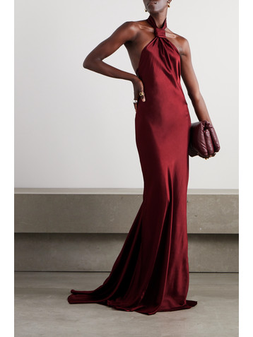 ANN DEMEULEMEESTER Ingeborg open-back satin halterneck gown