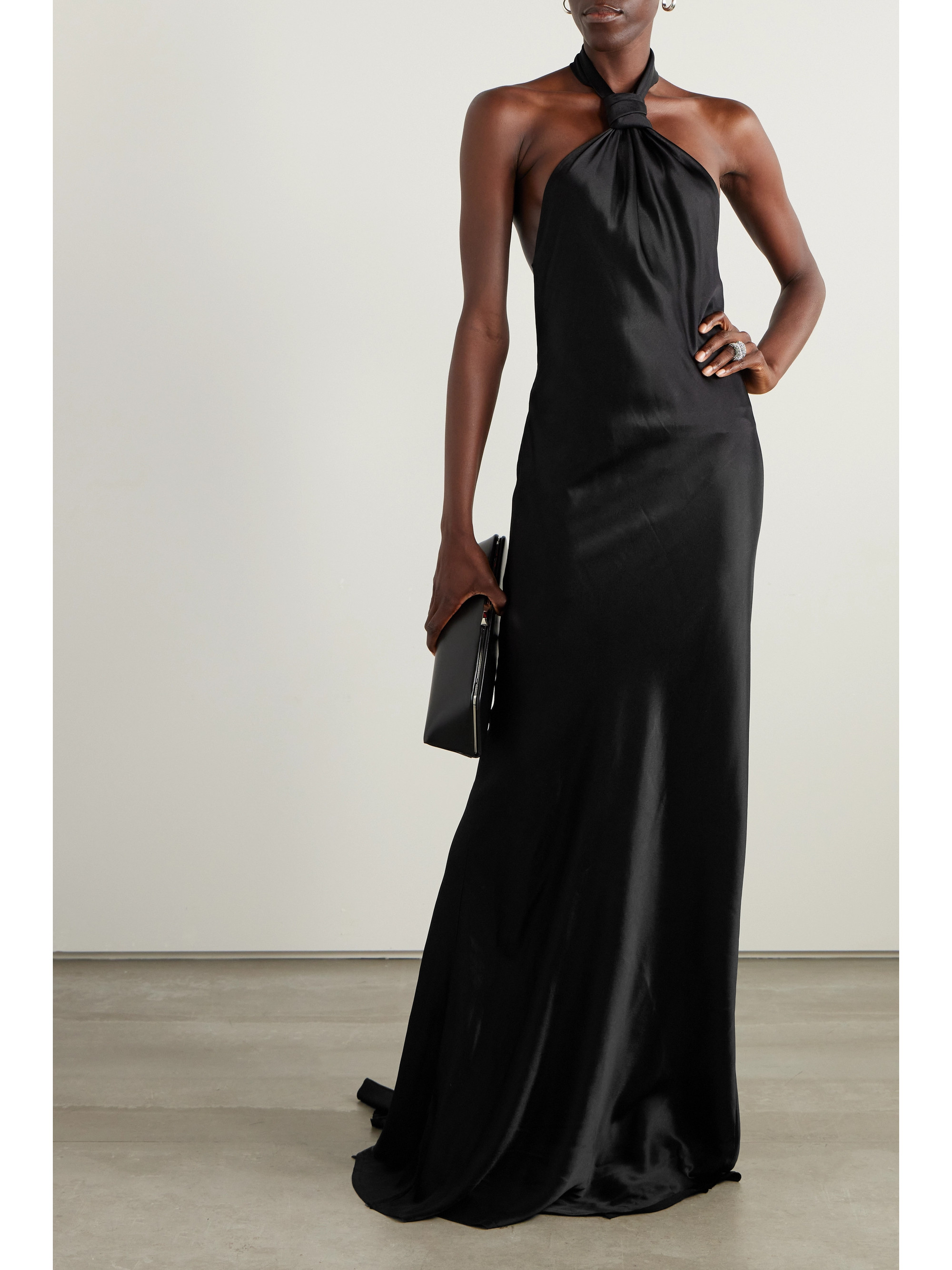 ann demeulemeester backless dress Ann Demeulemeester black backless maxi dress with fine back strap spring 2006