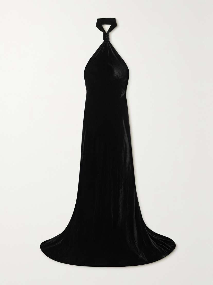 Ann Demeulemeester Ingeborg Open-back Velvet Halterneck Gown