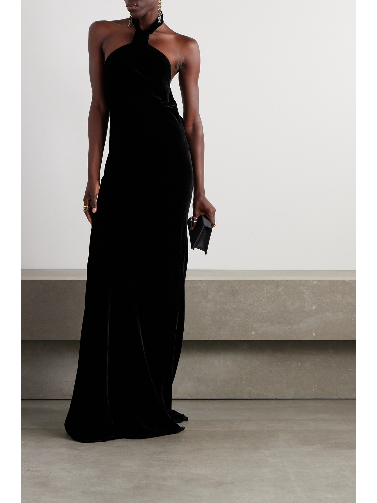 Shop Ann Demeulemeester Ingeborg Open-back Velvet Halterneck Gown In Black