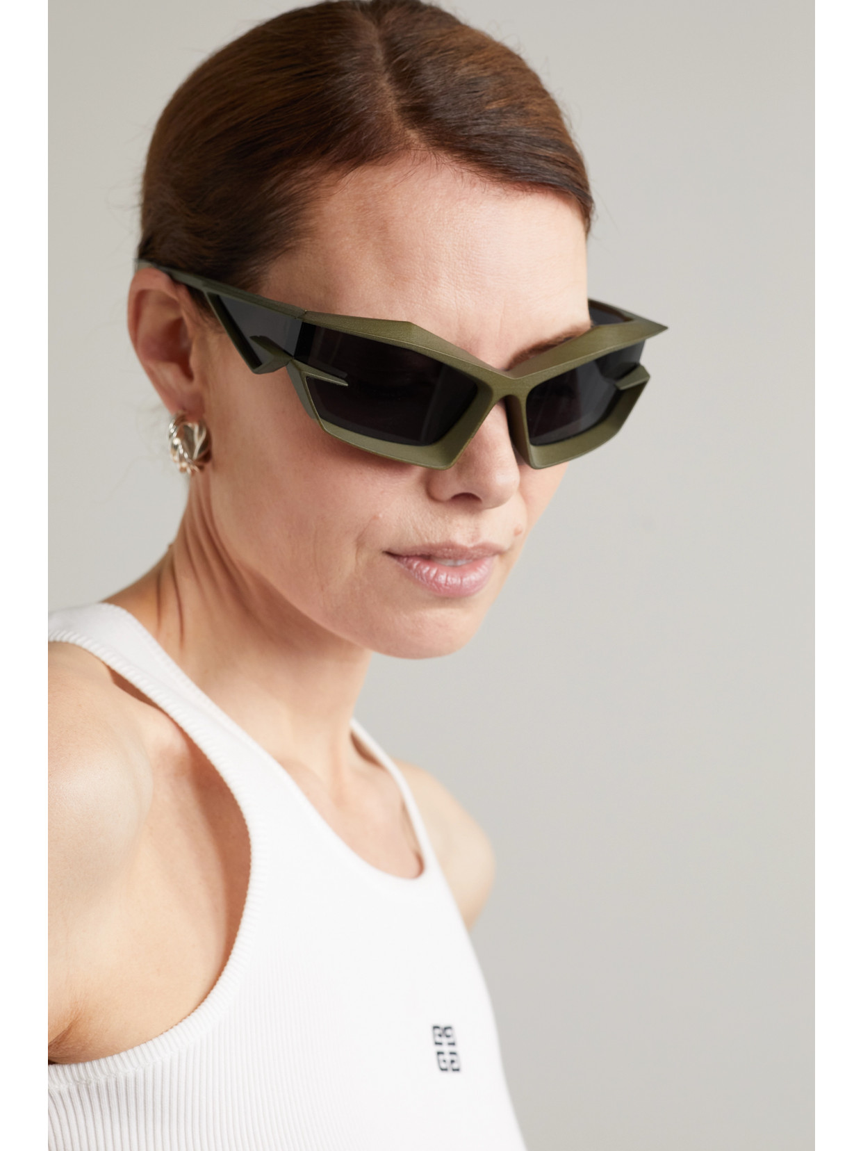 Shop Givenchy Giv Cut Cat-eye Nylon Sunglasses In Green