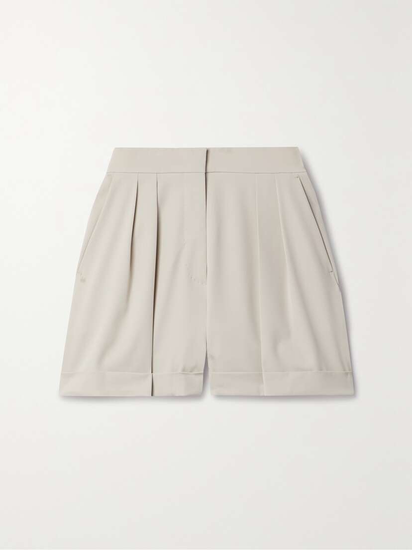 Max Mara Bormida Pleated Stretch-wool Gabardine Shorts