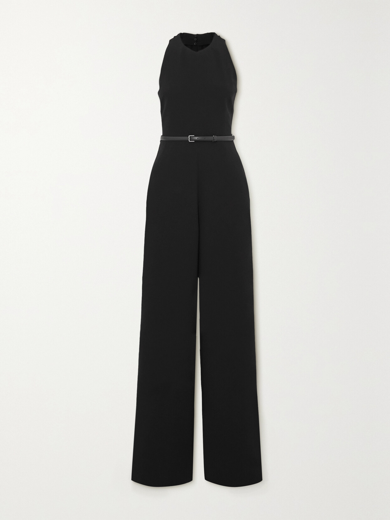 Max Mara Alfa Belted Open-back Crepe Jumpsuit In Black