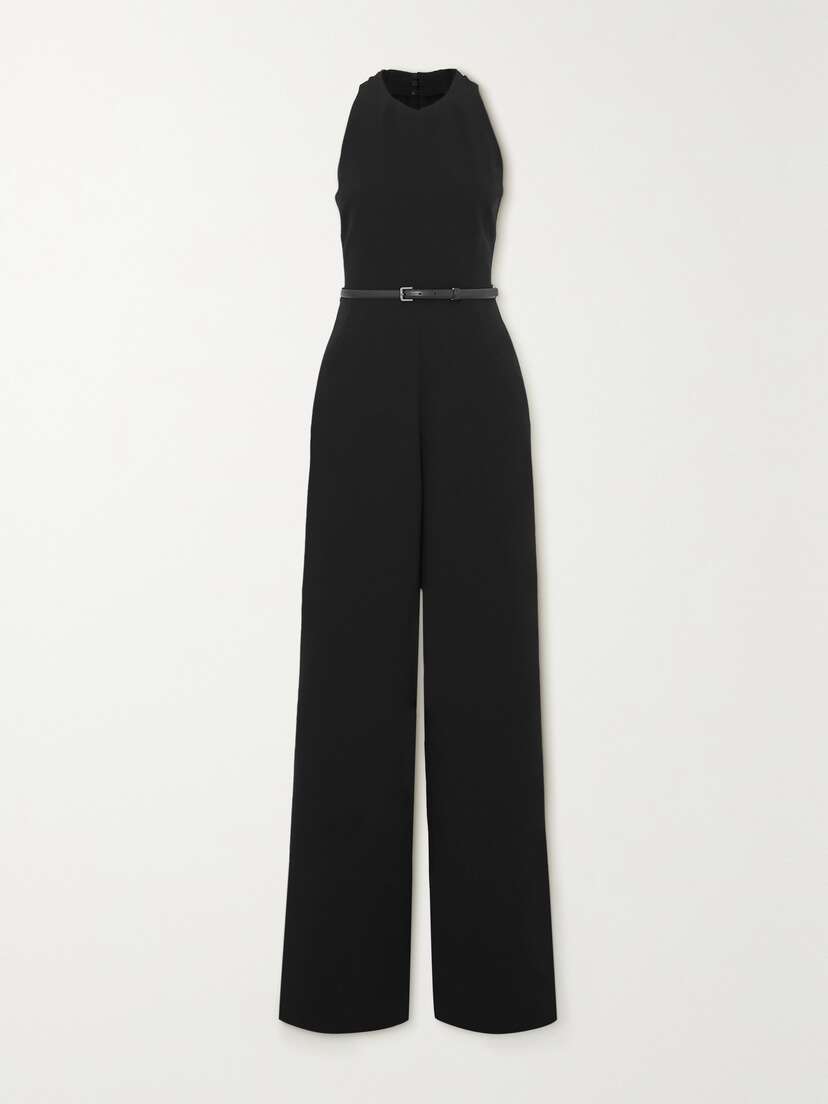 Max Mara Alfa Belted Open-back Crepe Jumpsuit - UK 16