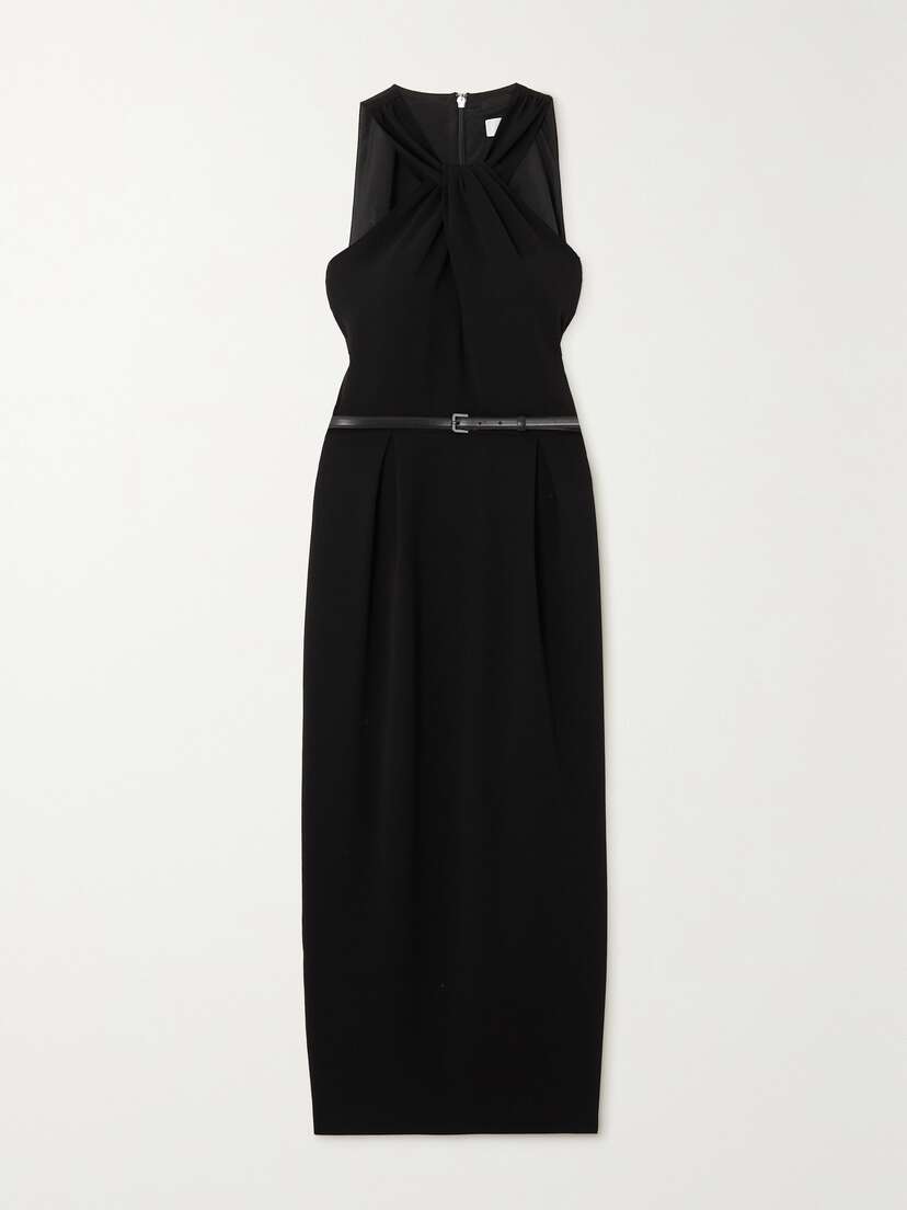 Max Mara Luna Belted Crepe Halterneck Midi Dress