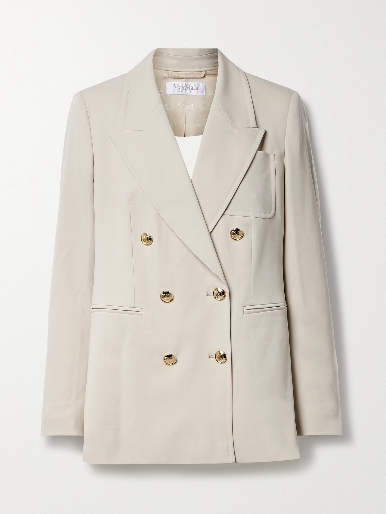 Max Mara Raele Double-breasted Wool-blend Twill Blazer In Neutrals