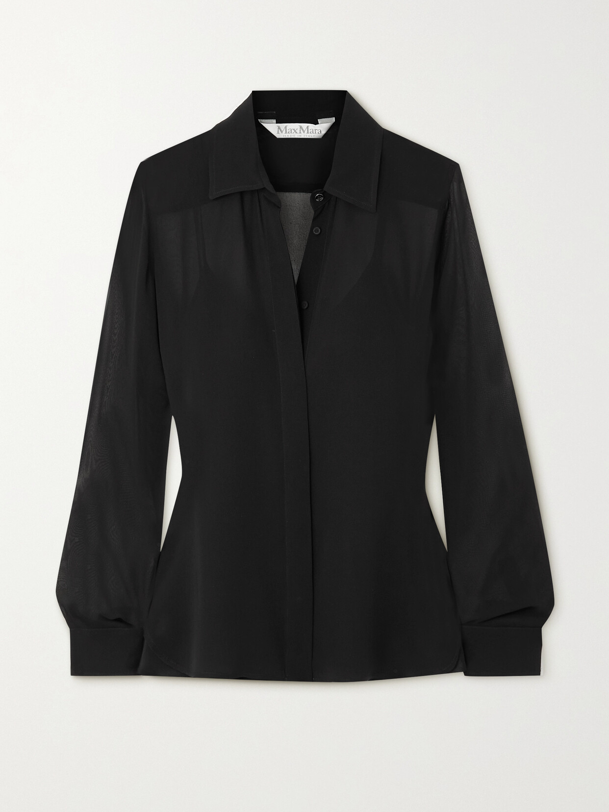 Max Mara Manche Chiffon Shirt In Black