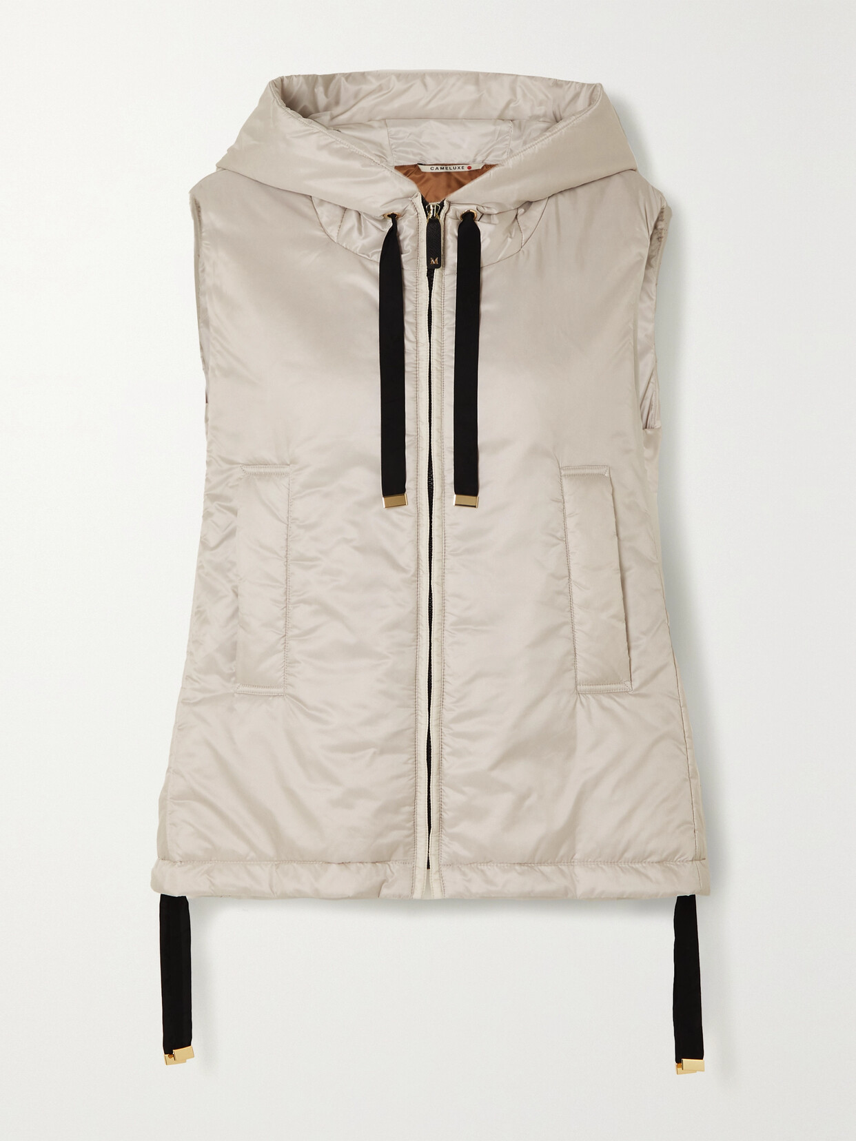 Max Mara Waterproof Quilted Nylon Short Vest In Gray
