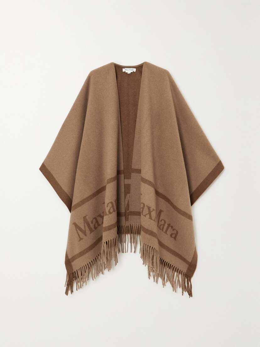 Max Mara Hilde Fringed Wool-jacquard Cape