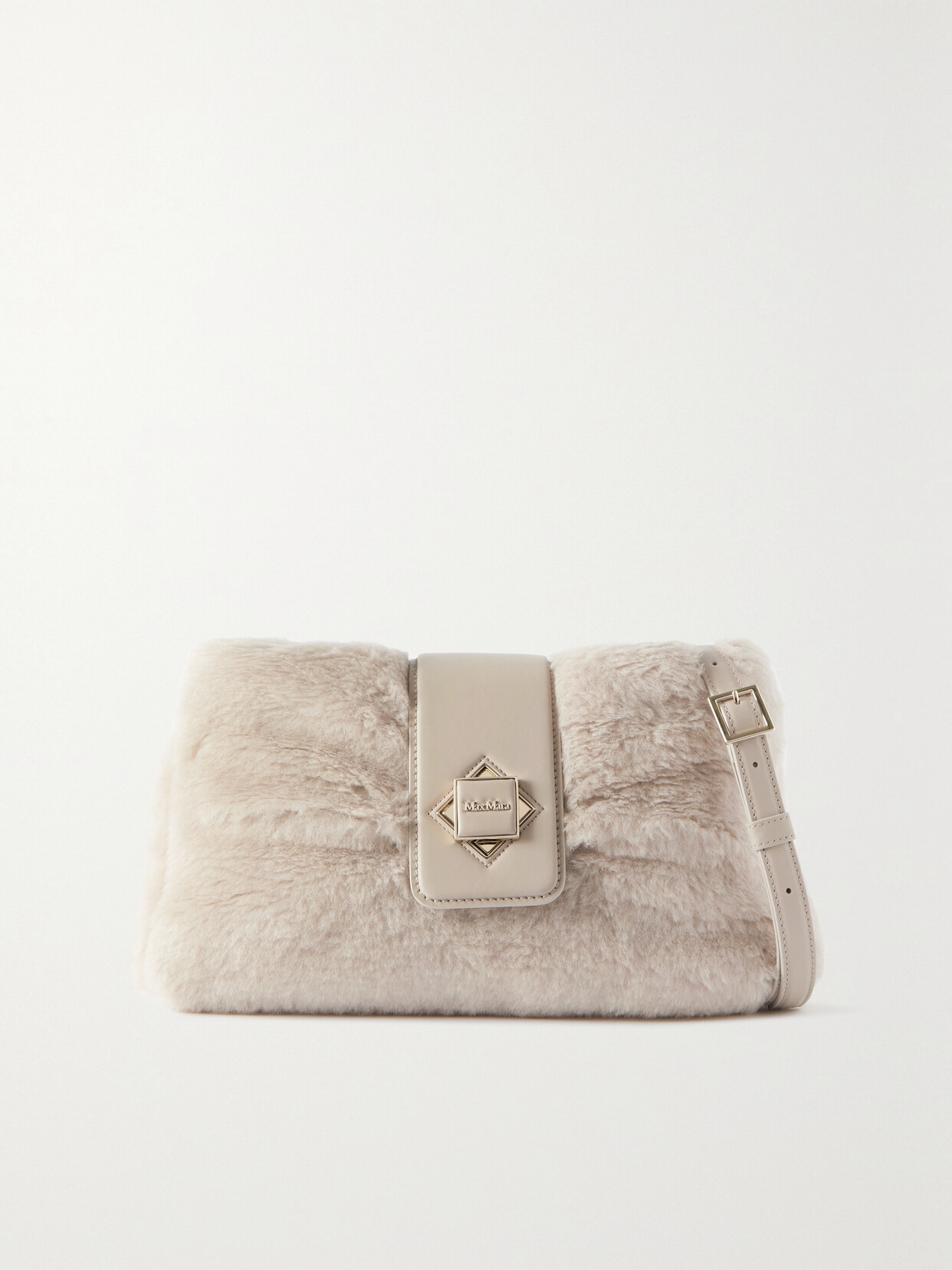 Max Mara - Teddy Oversized Leather-trimmed Alpaca-blend Shoulder Bag - Neutrals