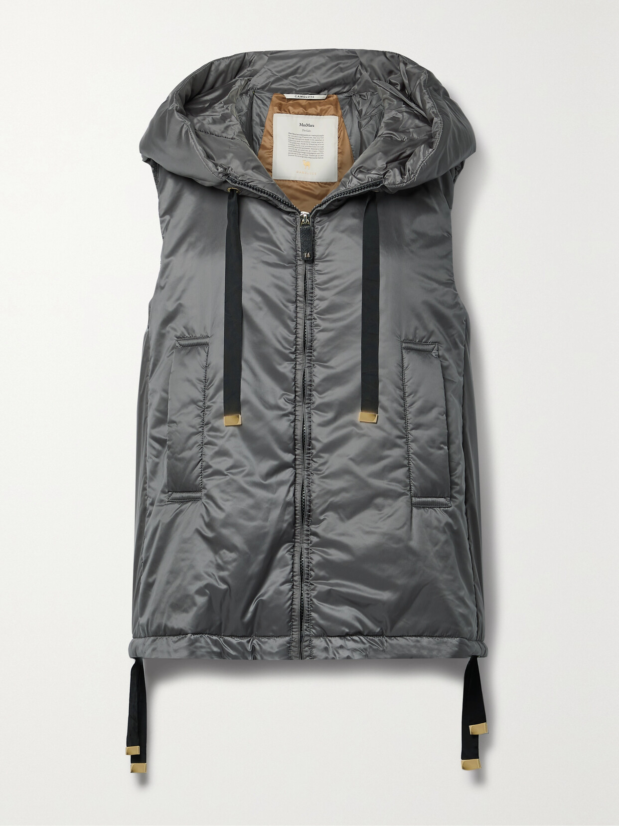 Max Mara - Cube Greengo Hooded Quilted Shell Vest - Gray