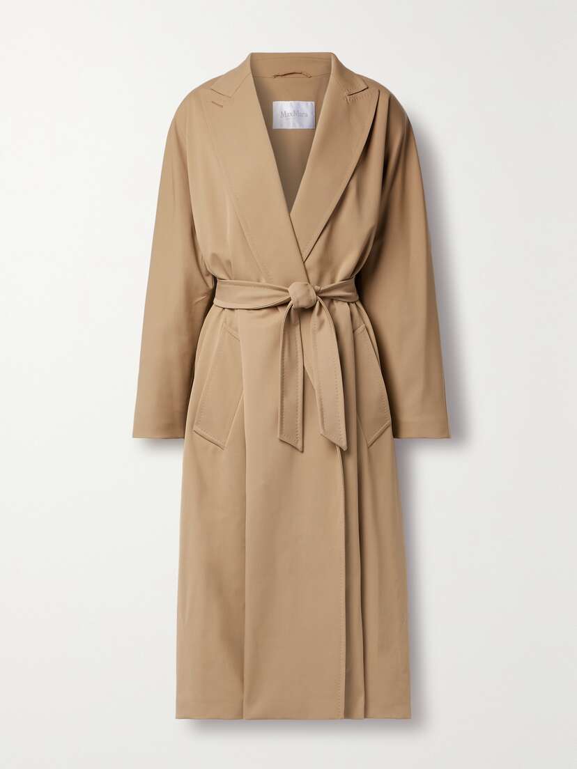 Max Mara Ottico Belted Wool-blend Gabardine Trench Coat - UK 16