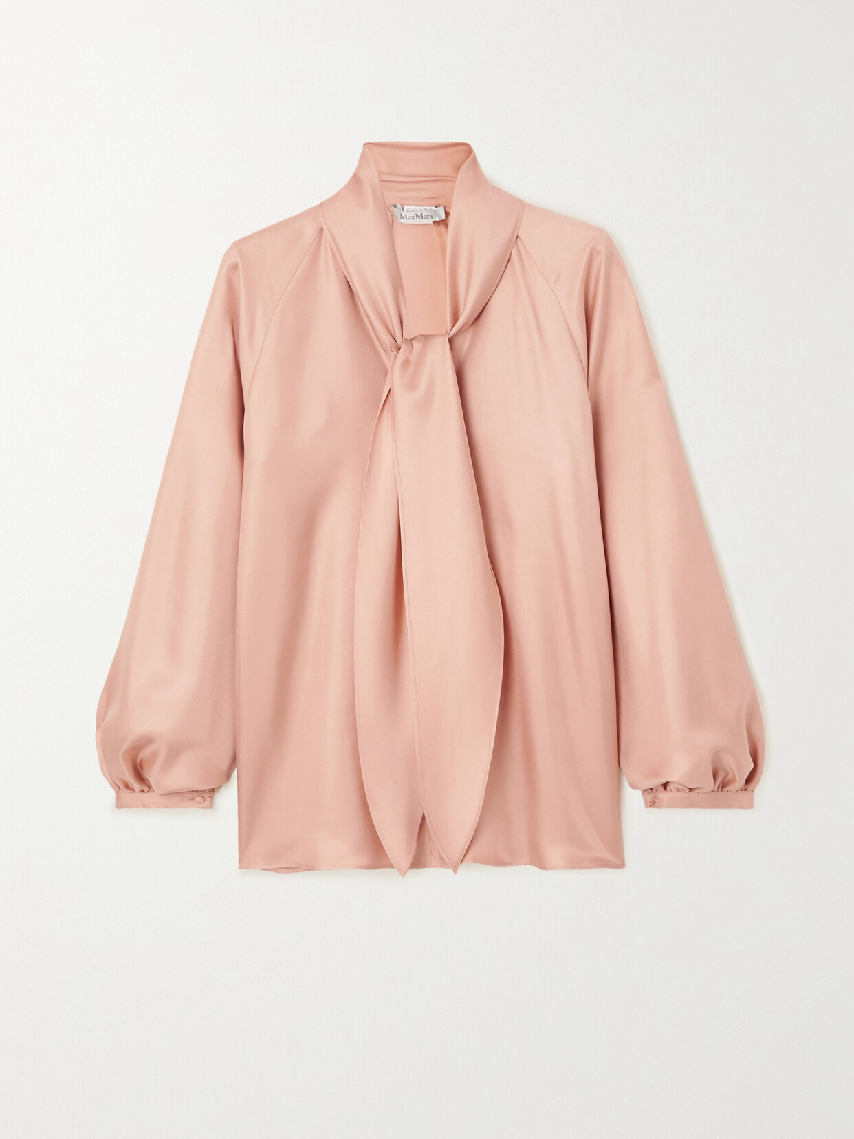 Max Mara - Albenga Tie-detailed Silk-satin Blouse - Pink