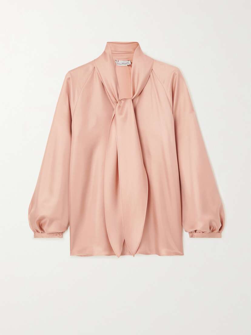 Max Mara Albenga Tie-detailed Silk-satin Blouse