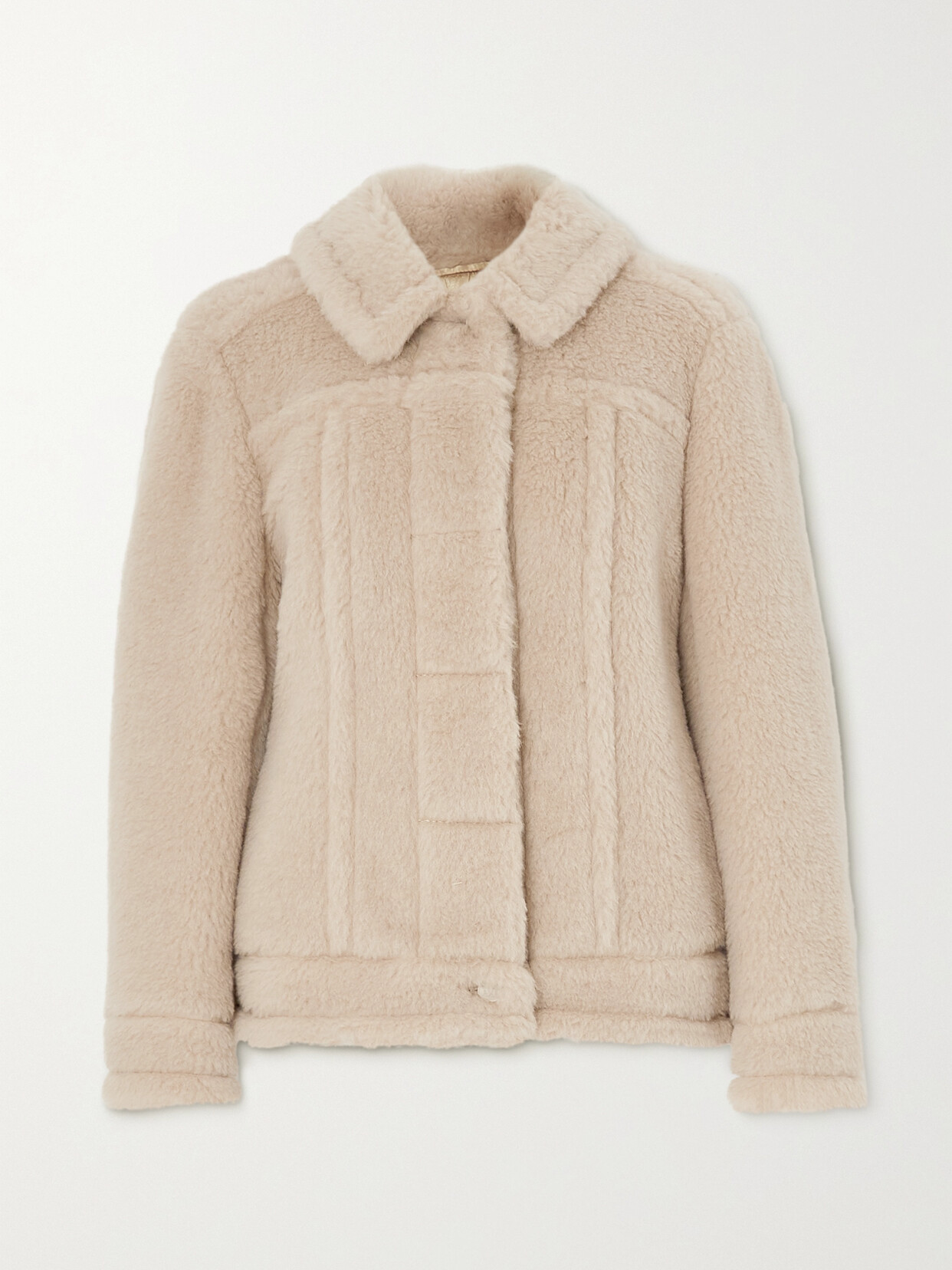 Shop Max Mara Teddino Alpaca, Wool And Silk-blend Jacket In Neutrals
