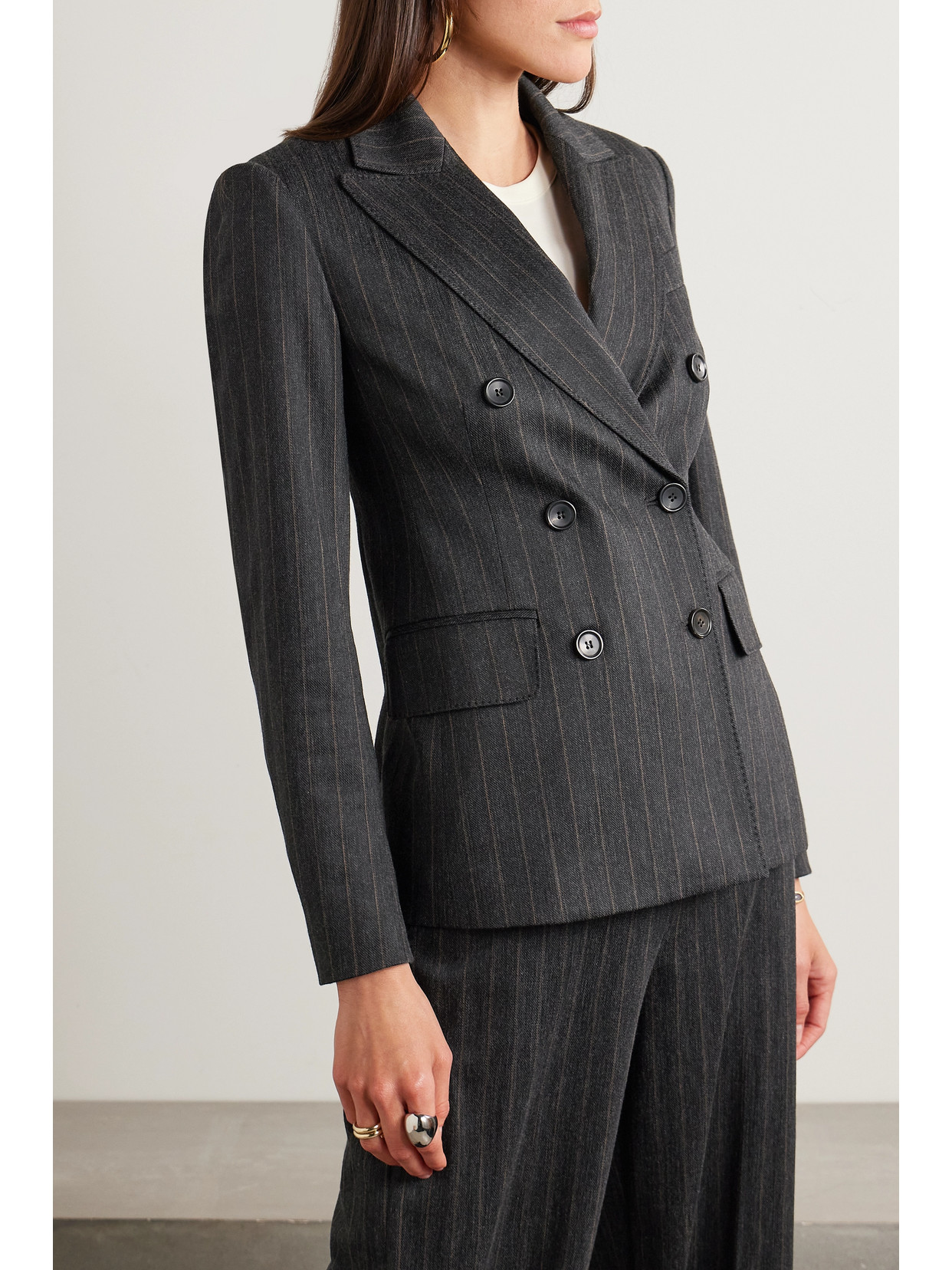 Max Mara Ofride Pinstripe Doublebreasted Blazer In Dark Grey ModeSens