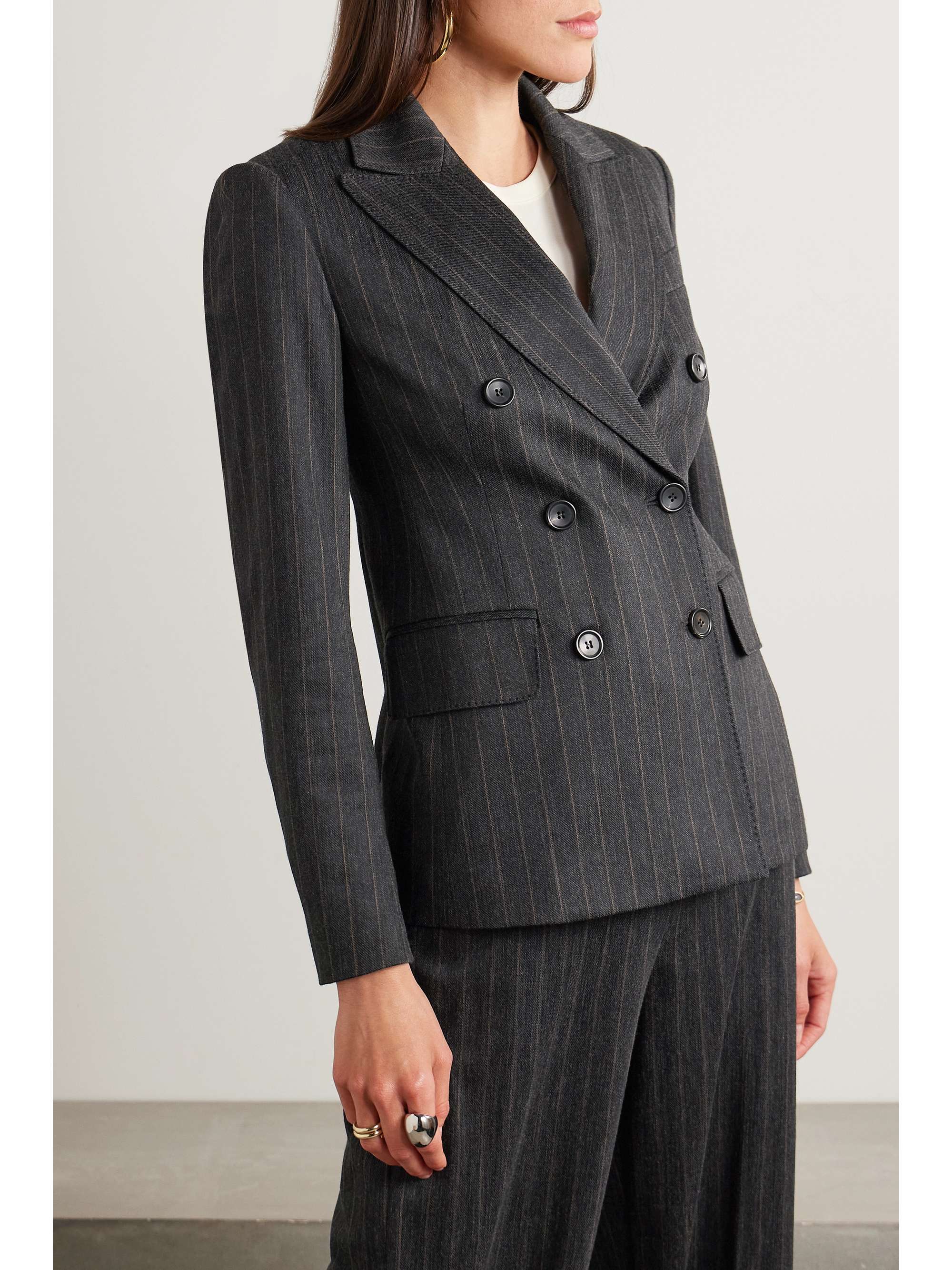 MAX MARA Ofride double-breasted pinstriped cotton-blend twill blazer ...