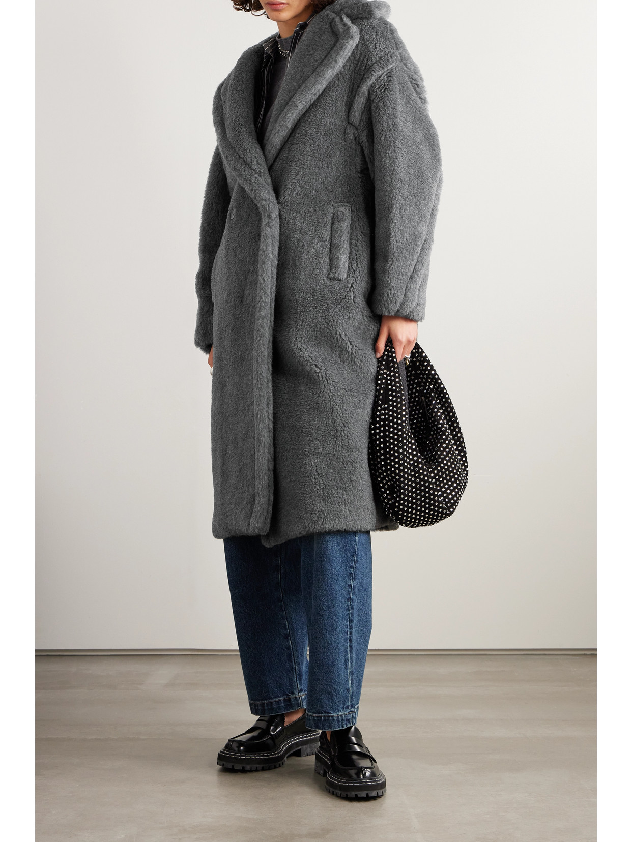 Max Mara Teddy Bear Icon Oversized Wool, Alpaca And Silk-blend Coat In Gray