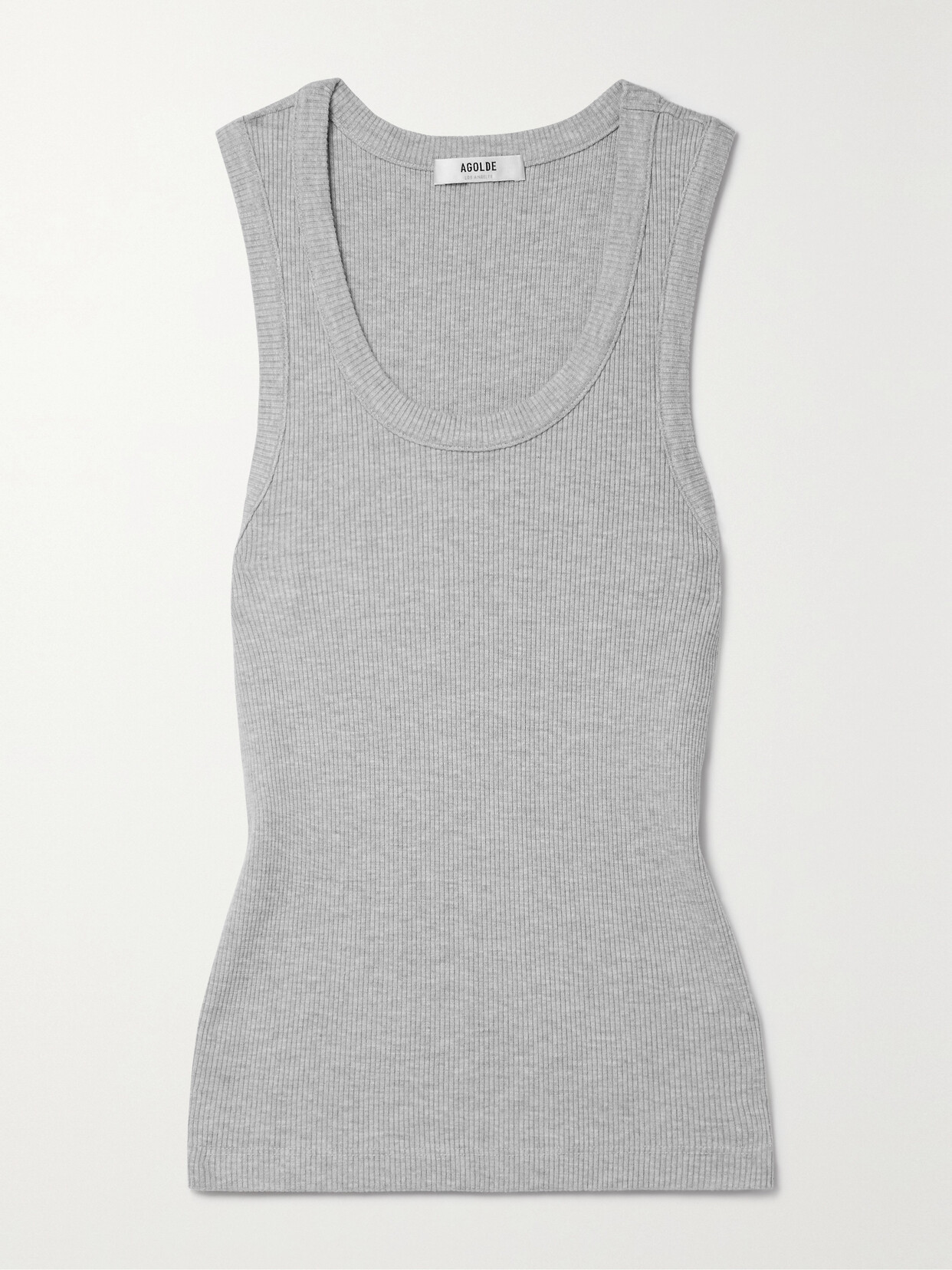 Agolde Poppy Ribbed Stretch Organic Cotton And Tencel Lyocell-blend Jersey Tank In Grey