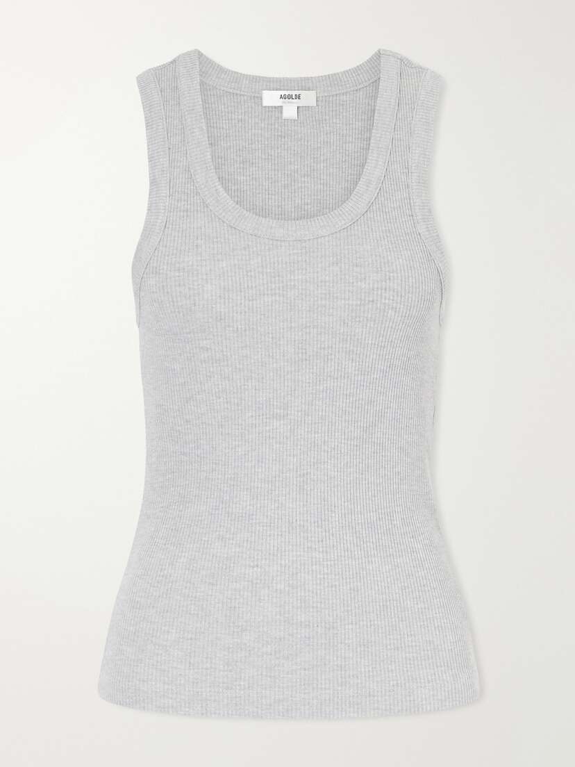 AGOLDE Poppy Ribbed Stretch Organic Cotton And Tencel Lyocell-blend Jersey Tank