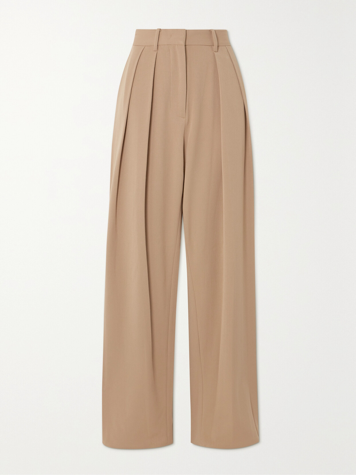 STAUD - Luisa Pleated Twill Wide-leg Pants - Brown