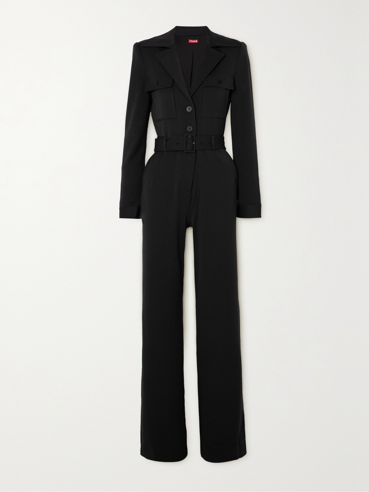 STAUD - Ramble Belted Woven Jumpsuit - Black