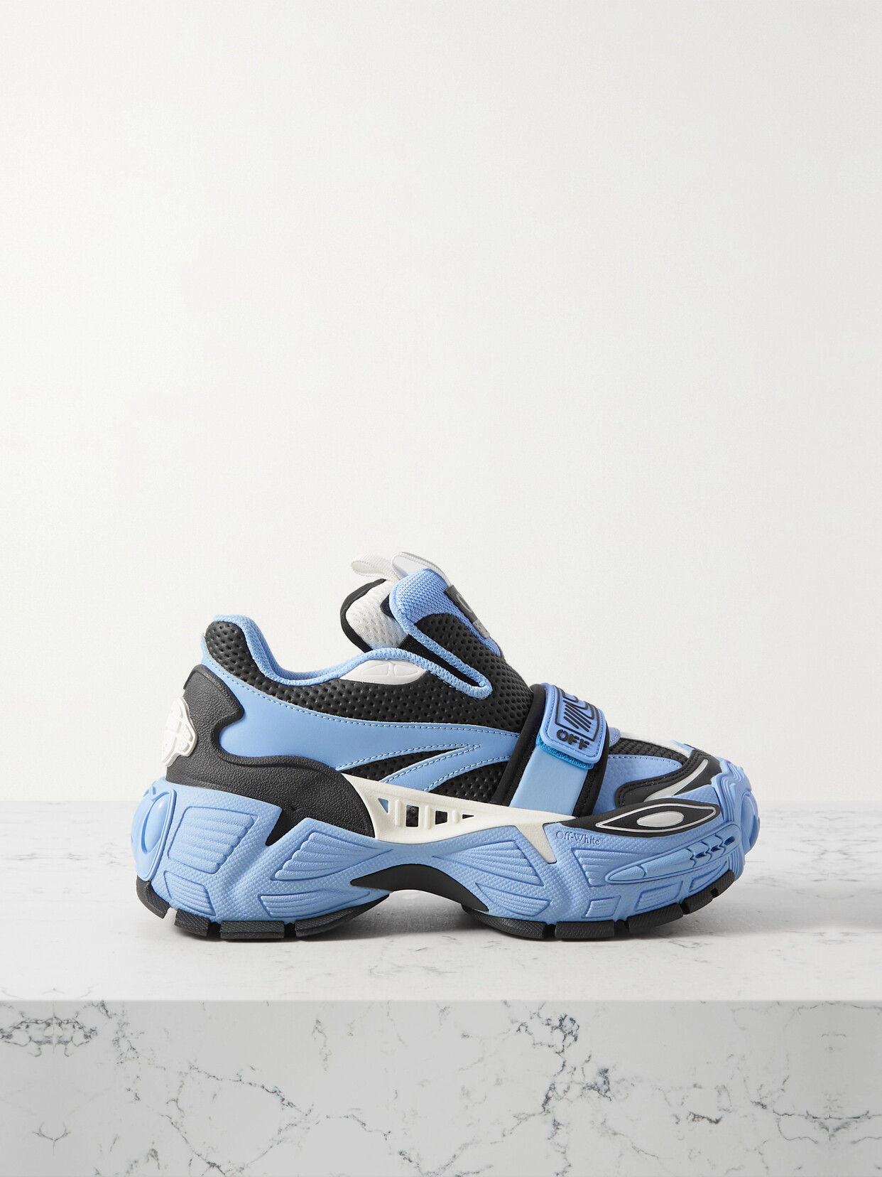 Off-White Glove Leather-trimmed Mesh Slip-on Sneakers - Blue