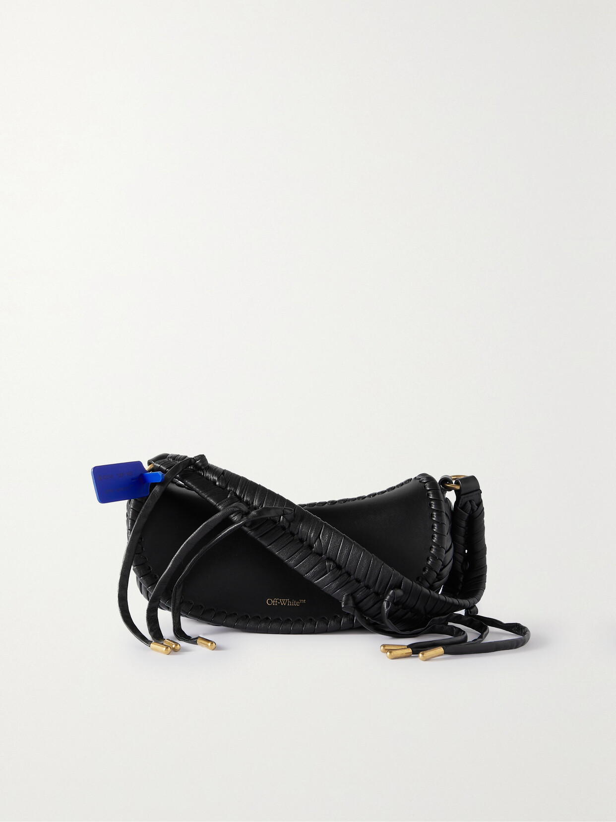 Off-White - Edge Weaving Woven Leather Shoulder Bag - Black