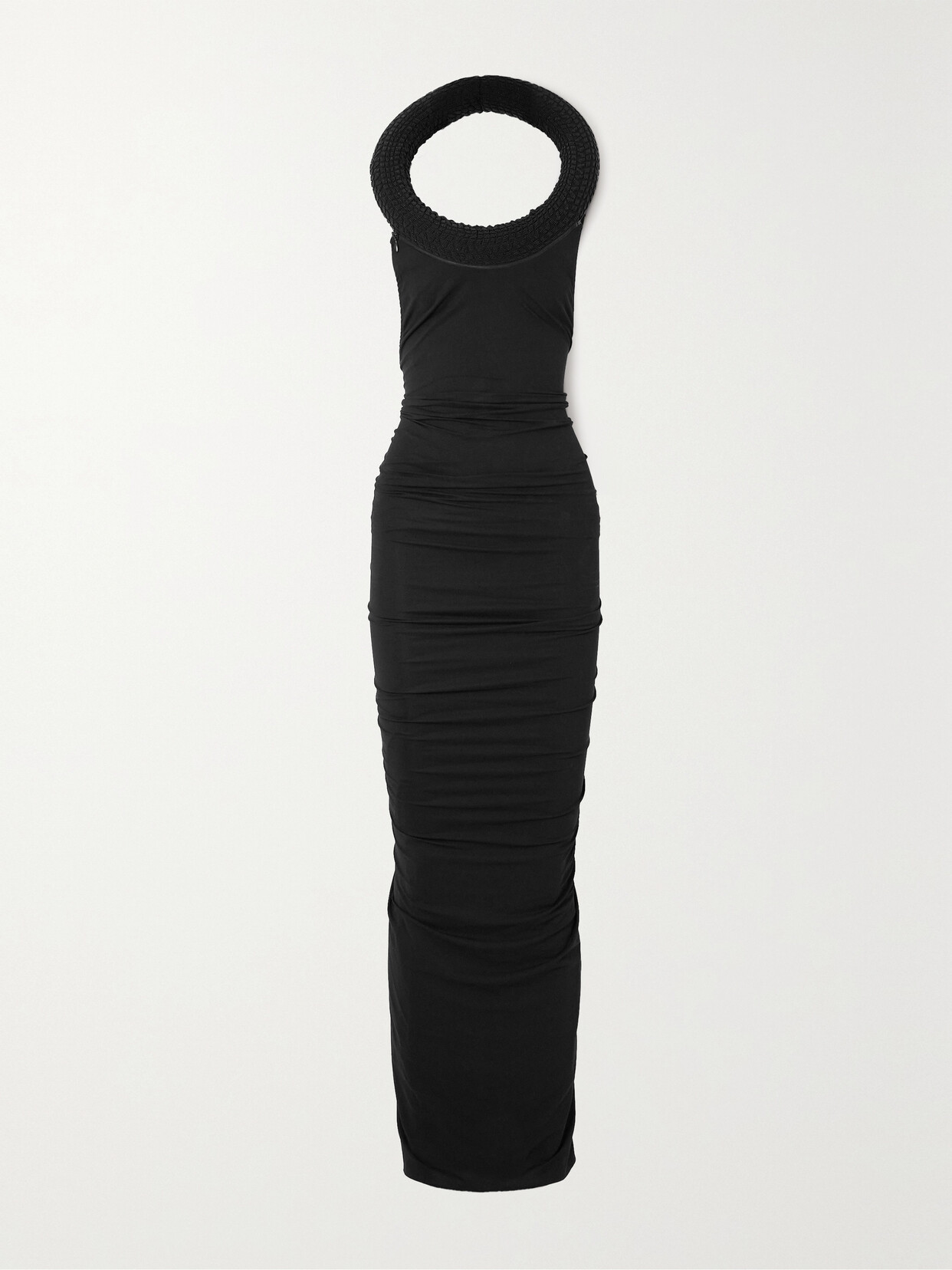 Shop Off-white Convertible Draped Jersey Maxi Dress In Black