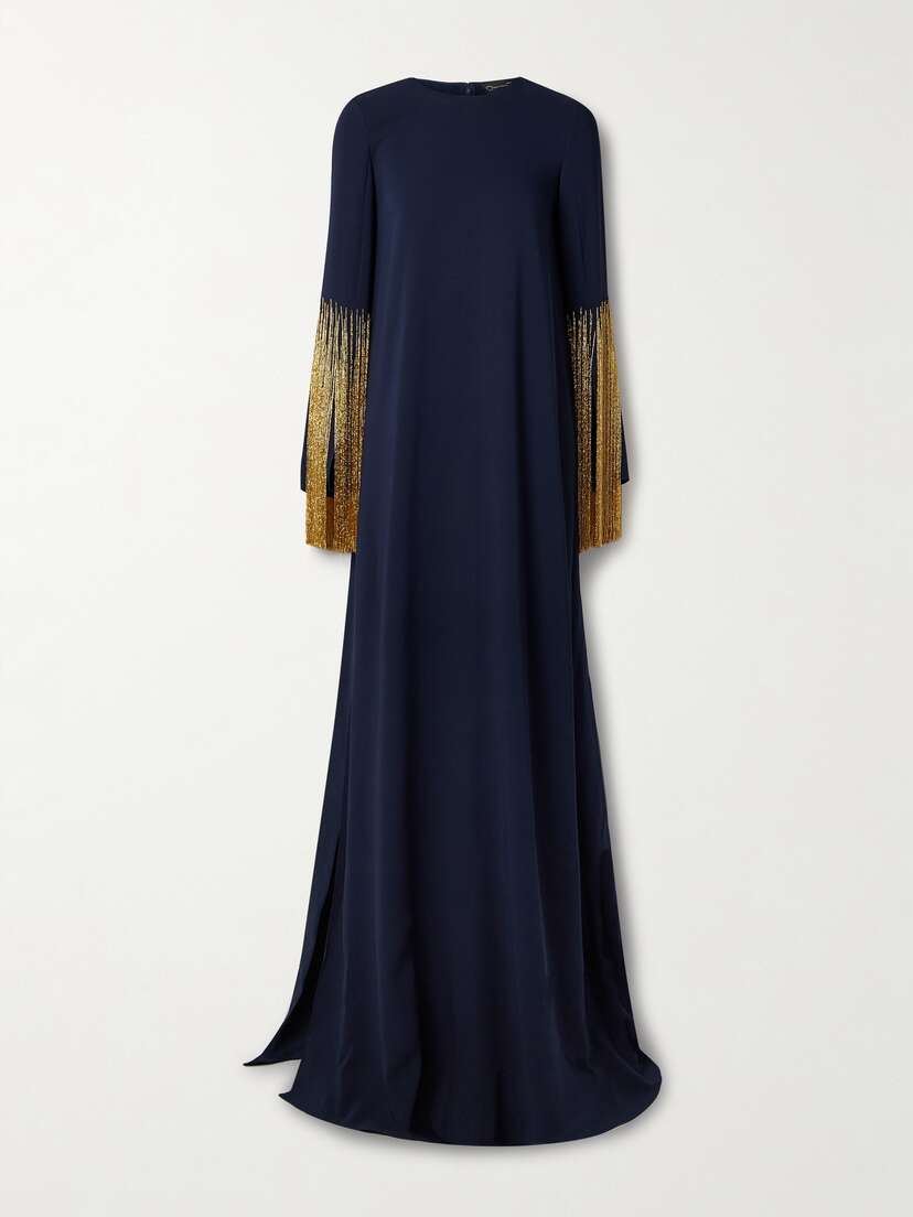 Oscar de la Renta Fringed Silk-crepe Gown - x large