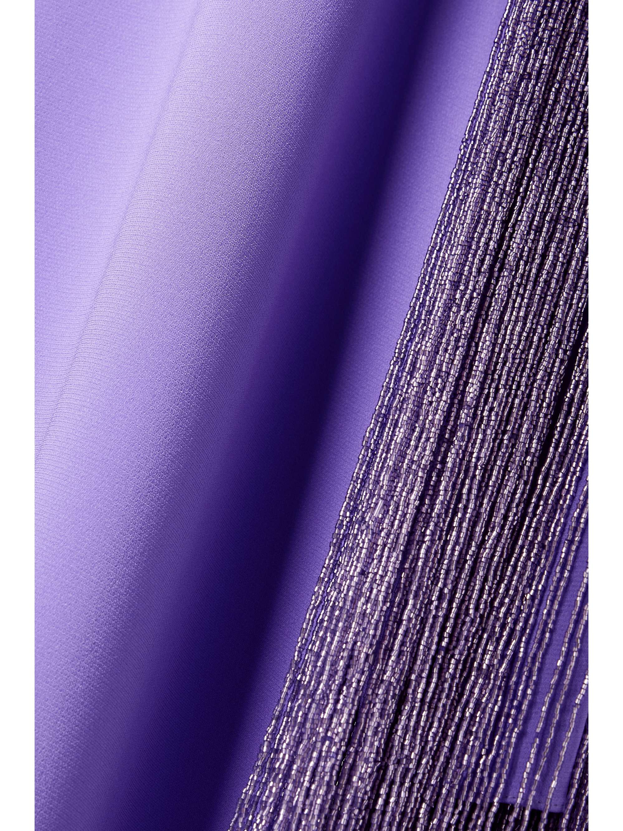 OSCAR DE LA RENTA Fringed beadembellished silkblend crepe gown NET