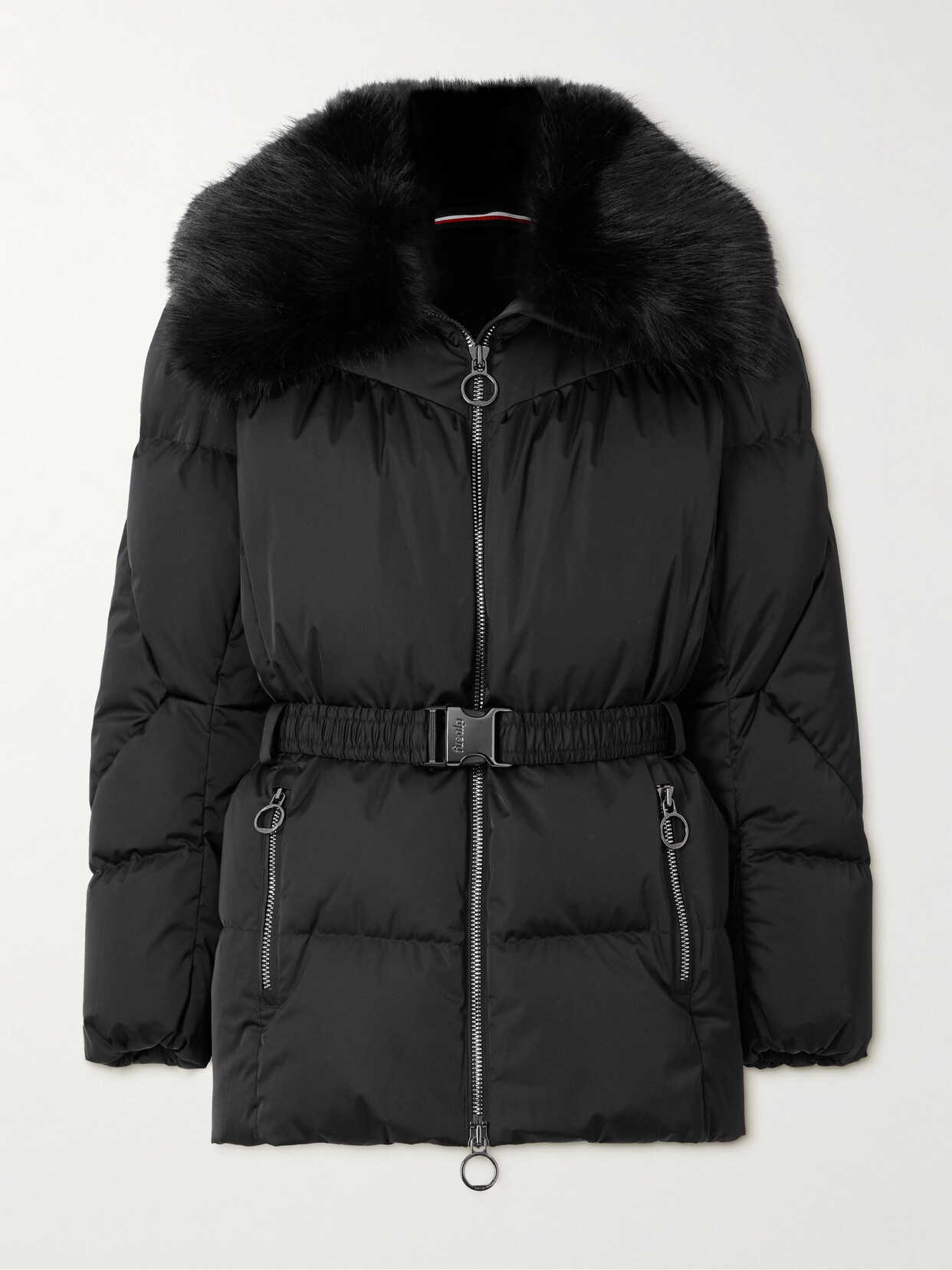 Fusalp Vela Faux Fur-trimmed Belted Quilted Down Ski Jacket In Black